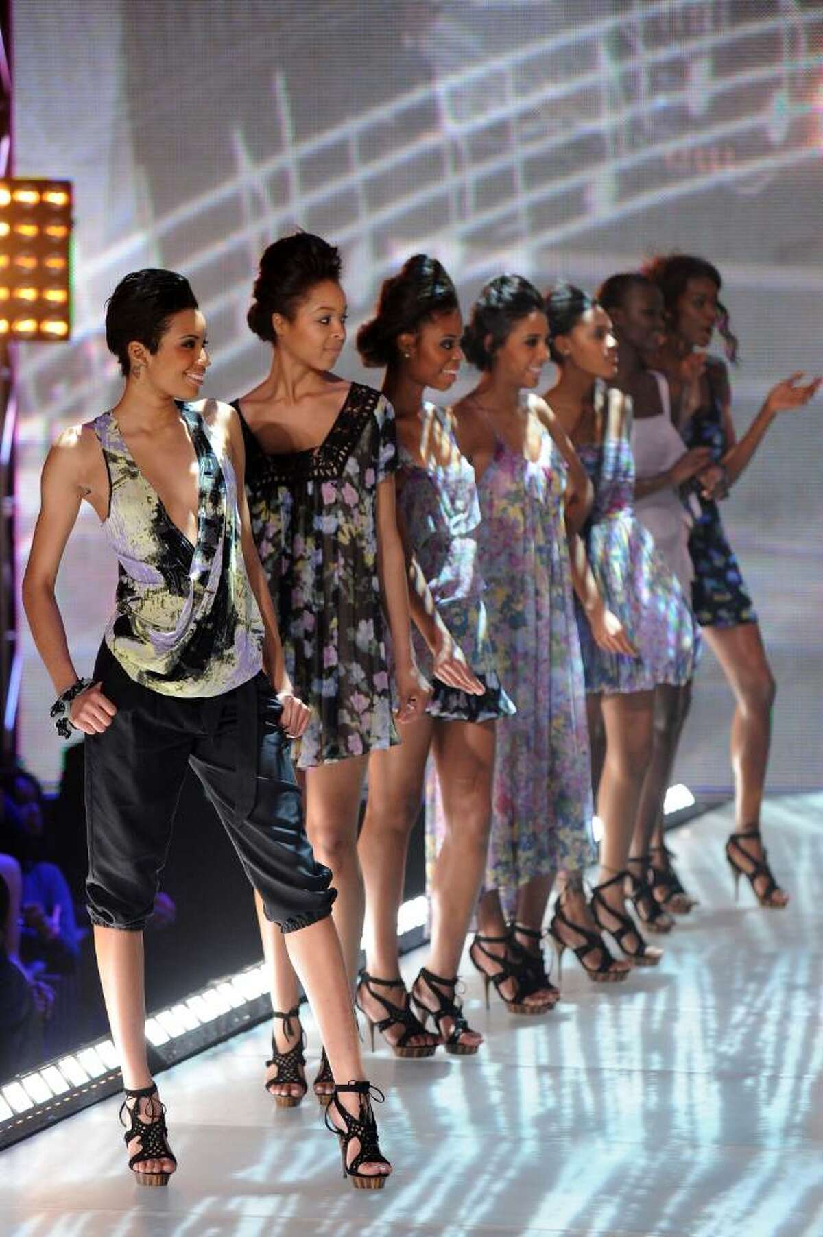 NEW YORK - FEBRUARY 27: Models walk the runway at BET's Rip The Runway 2010 at the Hammerstein Ballroom on February 27, 2010 in New York City. (Photo by Bryan Bedder/Getty Images)