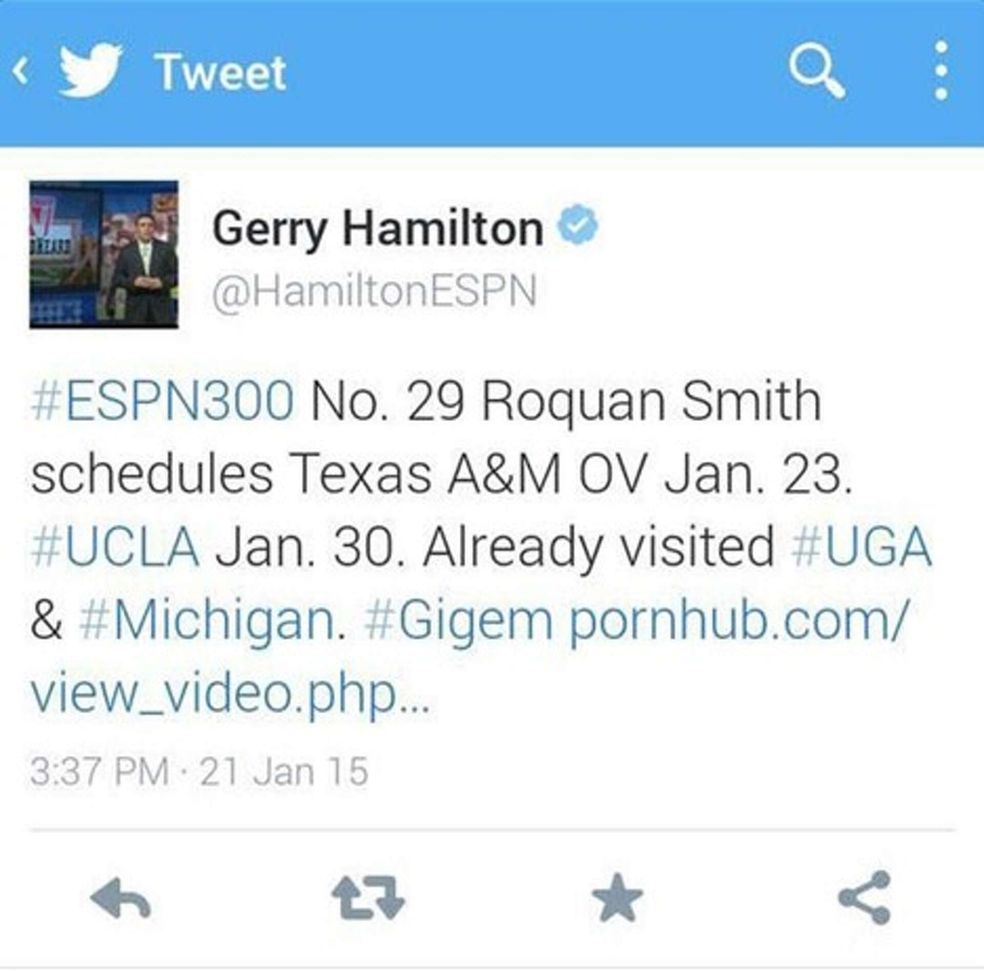 ESPN analyst meant to tweet about Texas A&M, accidentally tweets porn