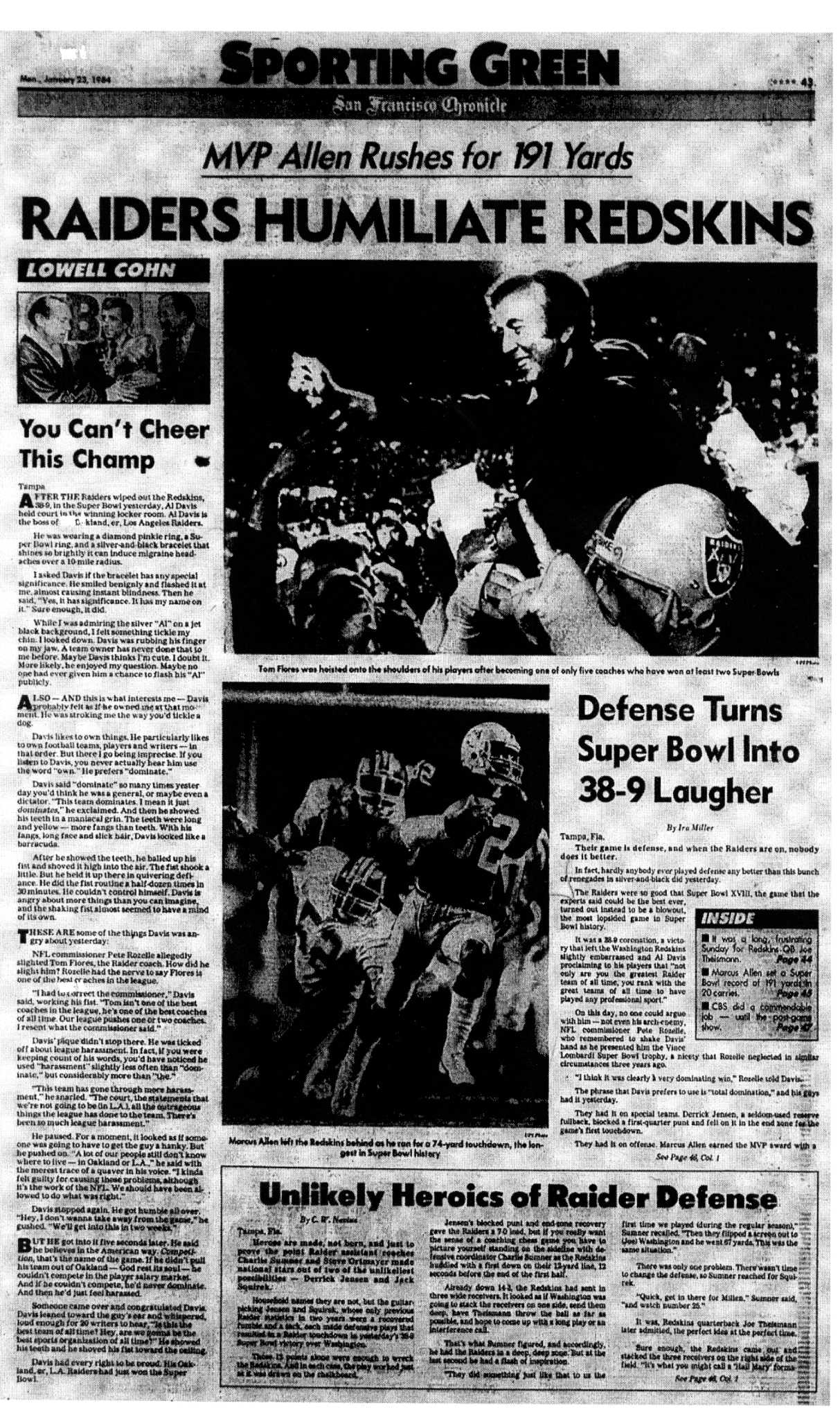 San Francisco Chronicle, 49ers Super Bowl XXIII, Jan 23, 1989 Complete