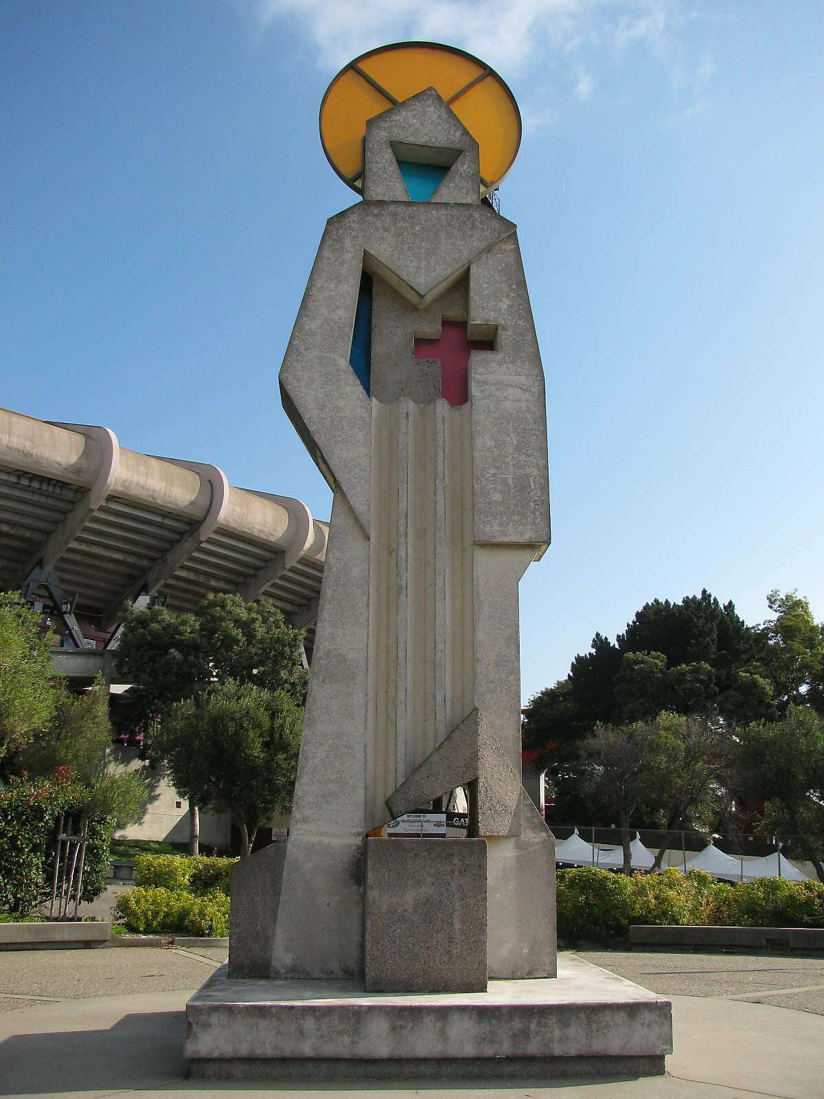The 27-foot-tall statue of St. Francis, which has stood outside Candlestick Park since 1973, is being evicted to make way for a new shopping center and hotel. It was created by artist Ruth Wakefield Cravath