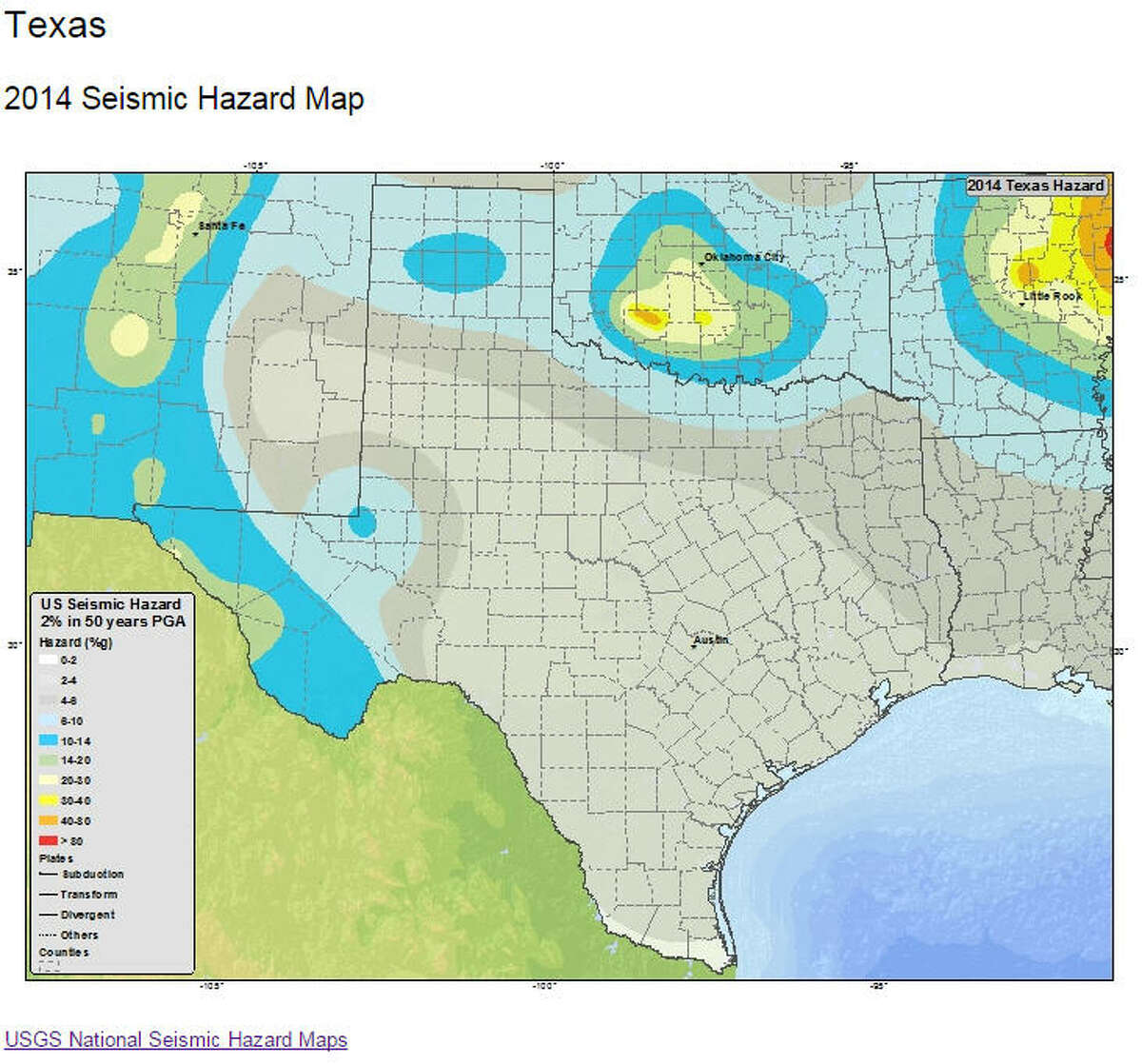The current hazard map does not account for potentially induced earthquakes in regions of North Texas, said Petersen. The survey is in the process of reformatting their approach to account for the Texas quakes which vary greatly in their frequency and location.