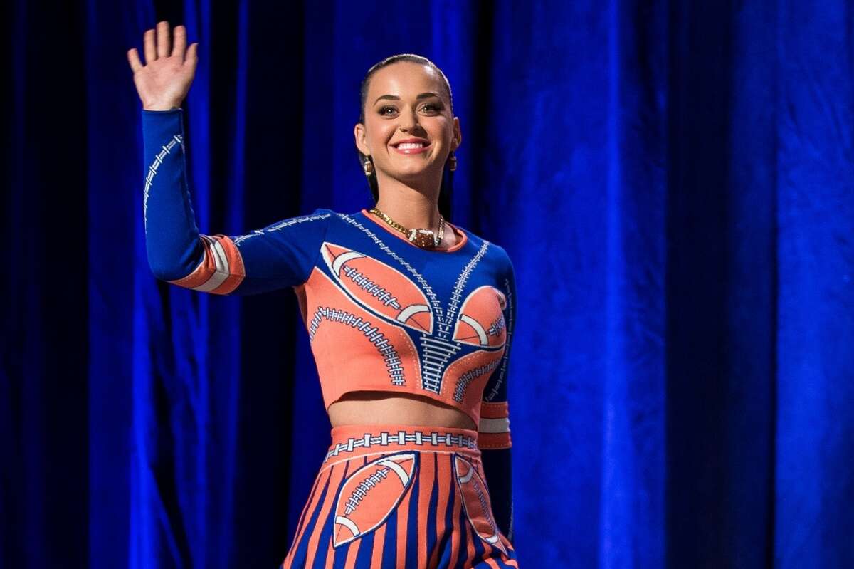 Pop singer starlet Katy Perry appears at the Super Bowl XLIX's Halftime Show Press Conference Thursday, January 29, 2015, at the Phoenix Convention Center in Arizona. American actress and singer-songwriter Idina Menzel will perform for the pregame show and Katy Perry will take on the halftime show.