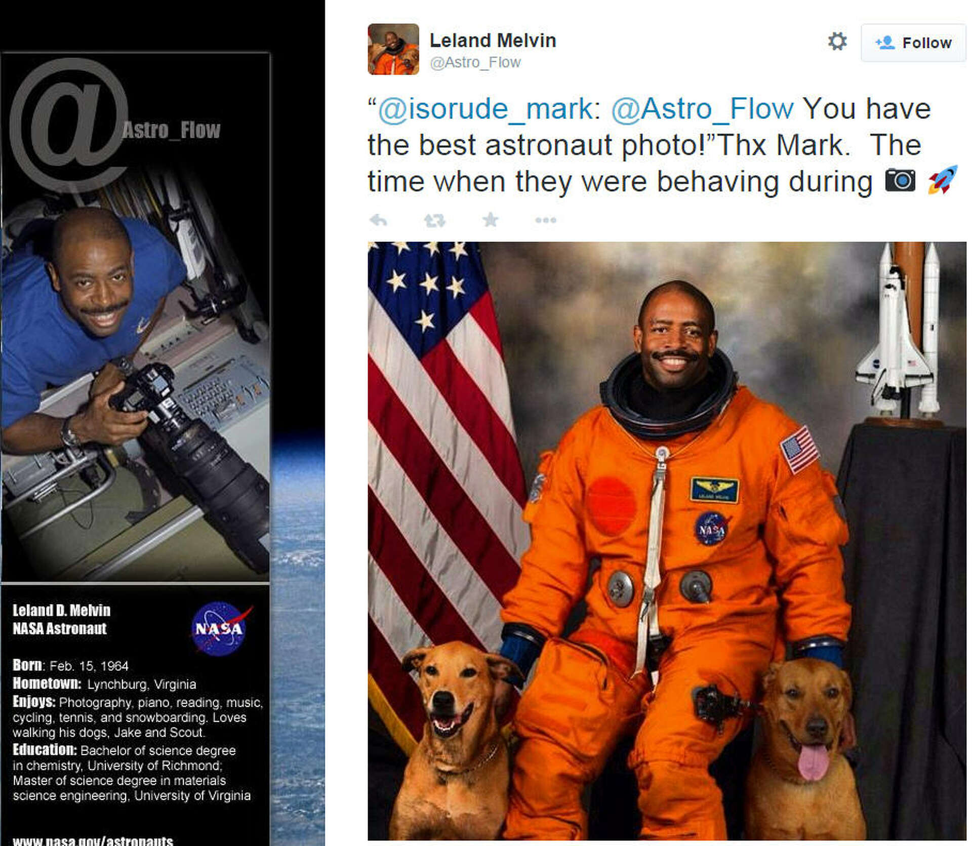 Astronaut takes awesome NASA photo with his dogs