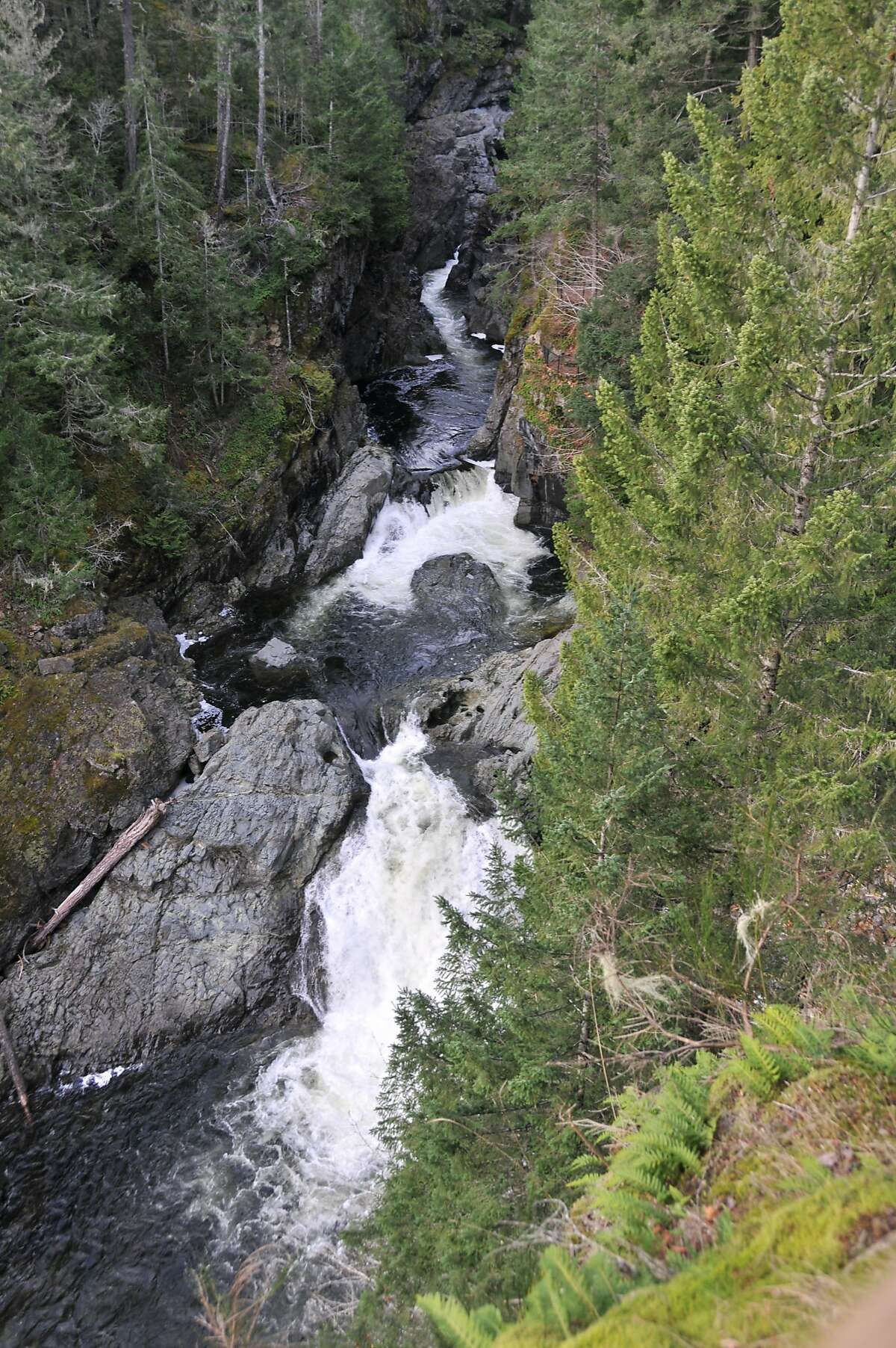 Waterfall that create great swimming holes in the Sooke Potholes Provincial Park.