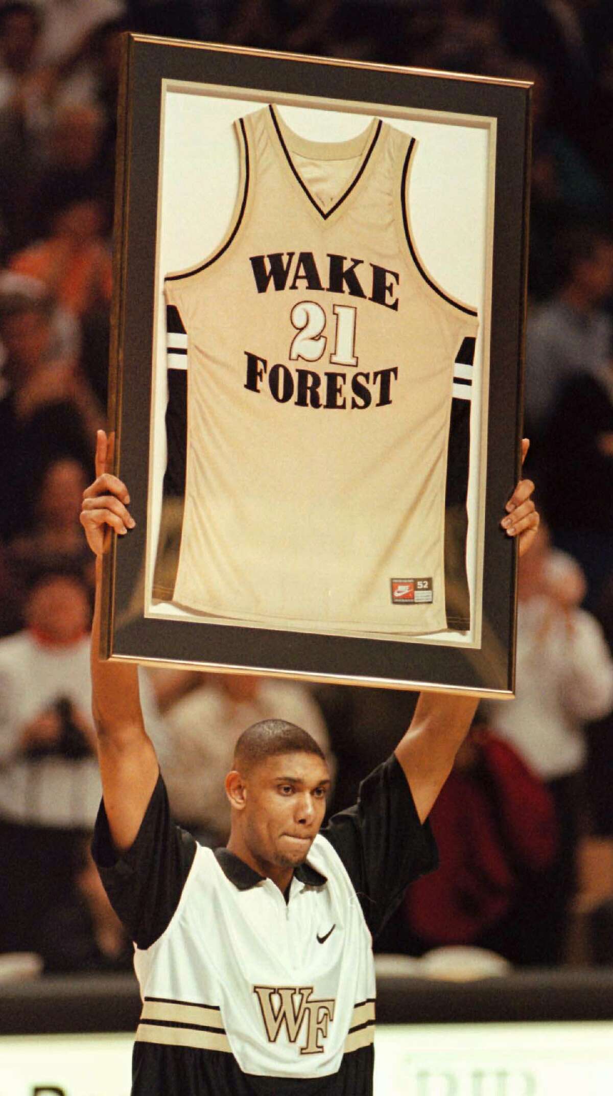 Early 1997: Tim Duncan was named the Naismith college basketball player of the year at Wake Forest.