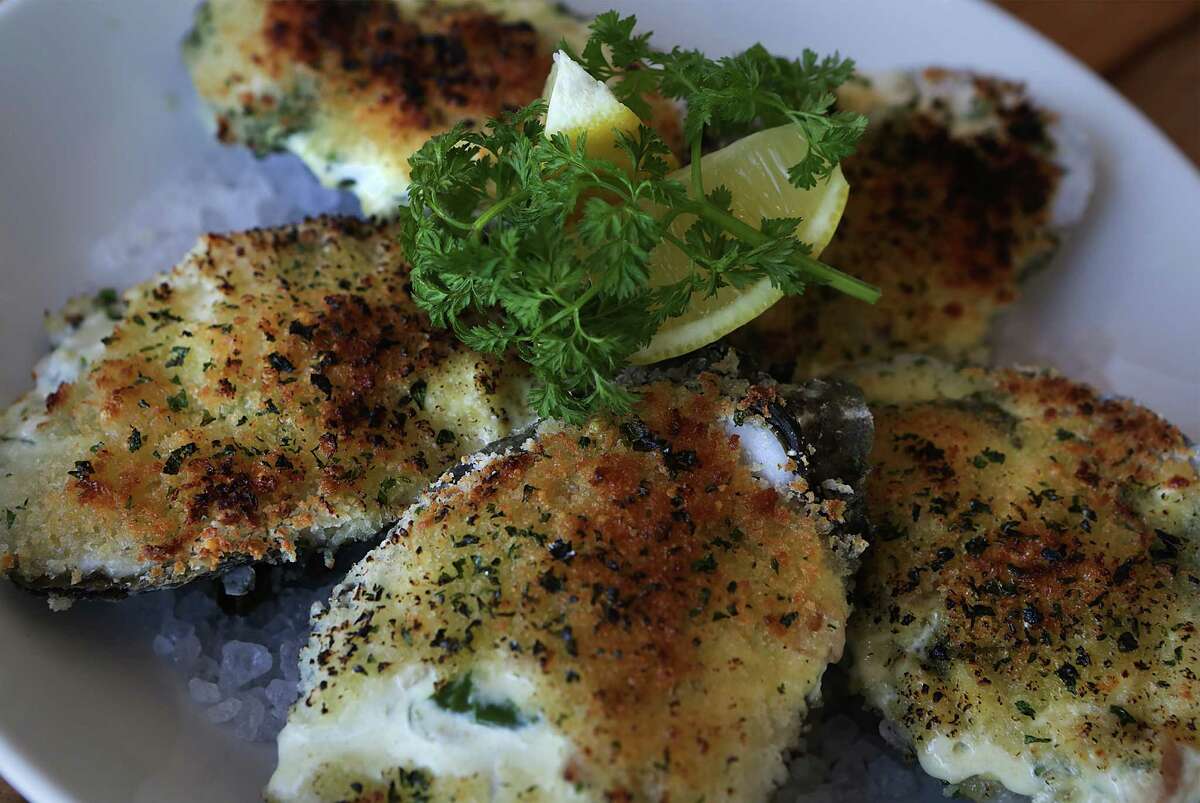 Oysters Rockefeller at Silo Terrace Oyster Bar.