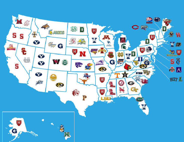 Map Of Us Colleges Who's Missing From This Map Of Where U.s. Senators Went To College?