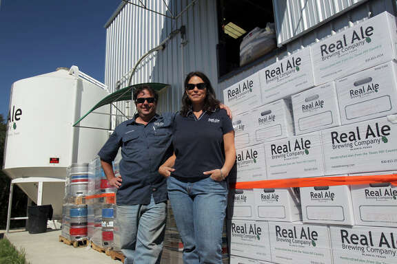Brad Farbstein (left) and his partner Gabriel (cq) Gregerman (right) run the Real Ale Brewing Co. in Blanco.