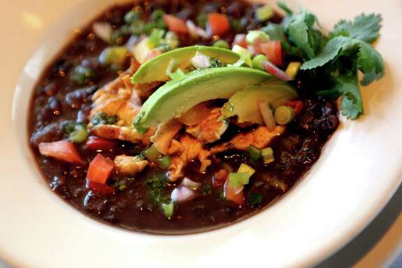 The Country-Style Black Bean Soup with Cilantro Pesto at Frederick's Bistro.