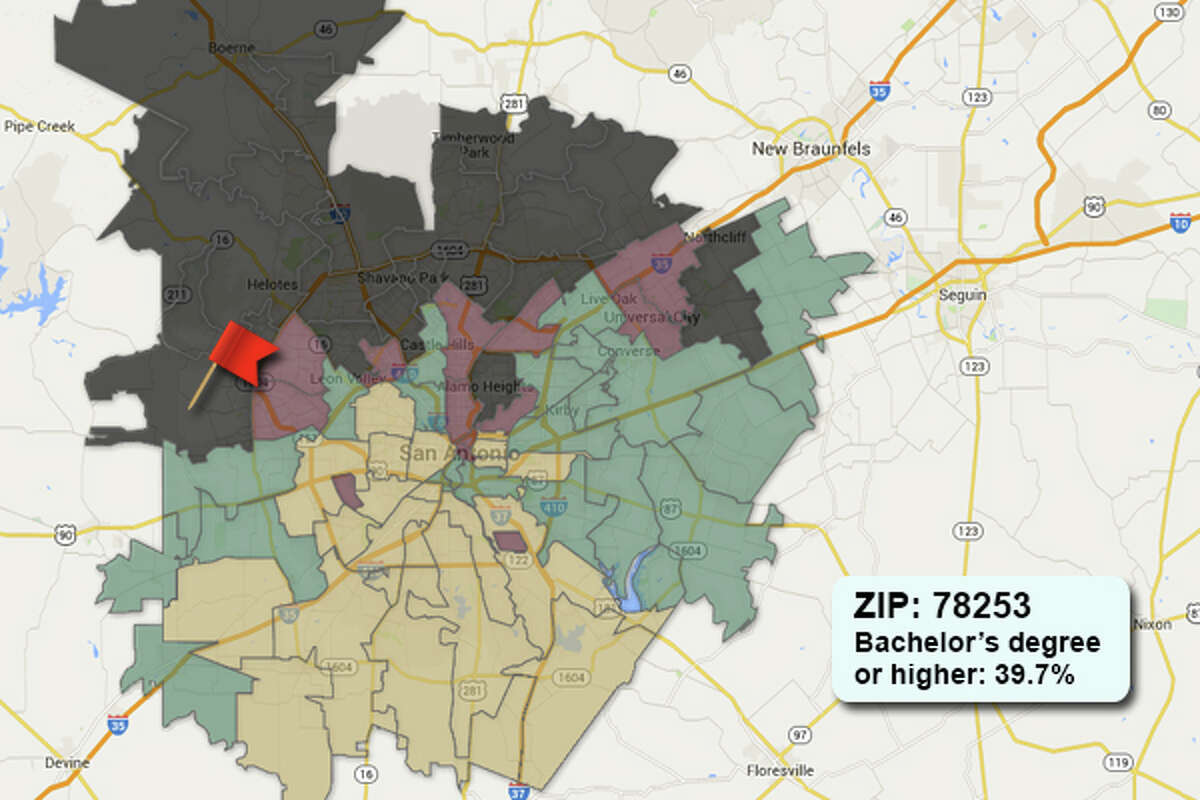 Map: The most and least educated areas of Bexar County