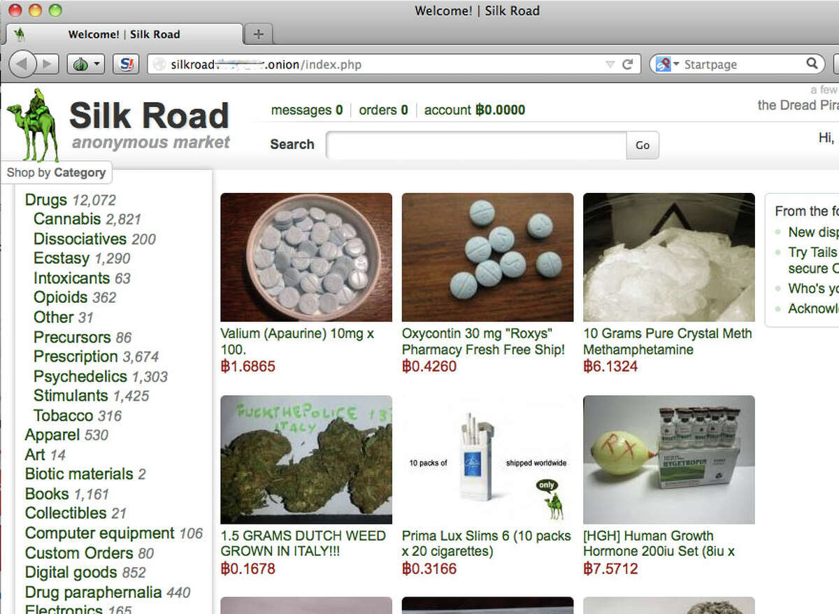 The Silk Road site offers Valium, Oxycontin, crystal meth, marijuana and growth hormone.
