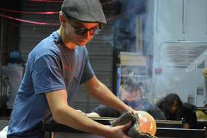 Young glassblowing student Theoren Hanks now a teacher at 14