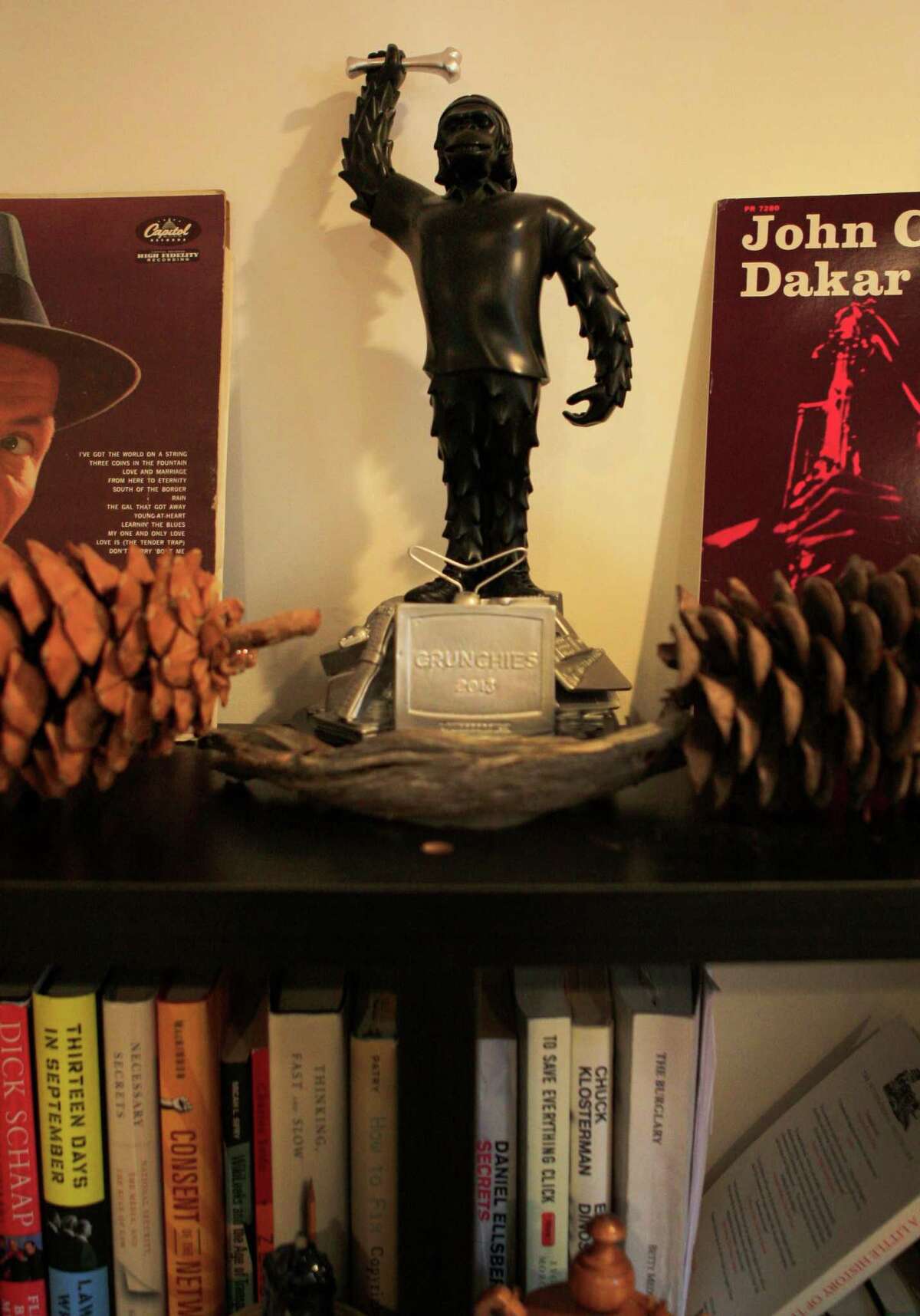 Edward Snowden's Crunchie award still sits in the apartment of Trevor Timm, head of the Freedom of the Press Institute in San Francisco. Timm accepted the award on Snowden's behalf. "I'm holding on to it for him until I can hand it over in person when he's allowed back in the US one day," Timm said.
