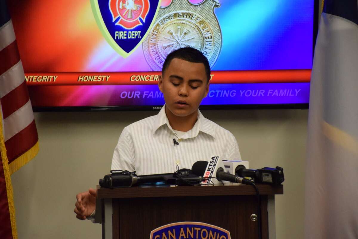 The San Antonio Fire Department honored 12-year-old Jacob Muñoz, who ran through his burning house Jan. 15 and saved his family, Wednesday morning.