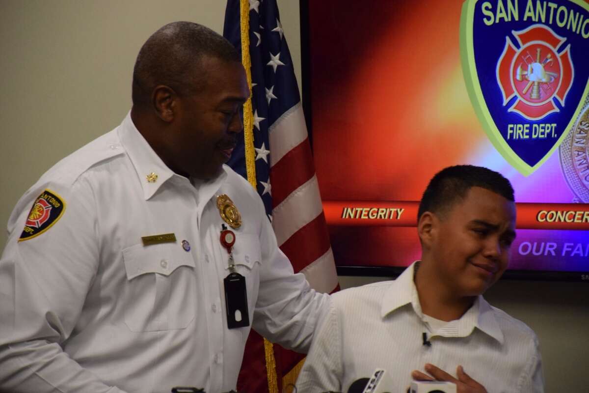 The San Antonio Fire Department honored 12-year-old Jacob Muñoz, who ran through his burning house Jan. 15 and saved his family, Wednesday morning.