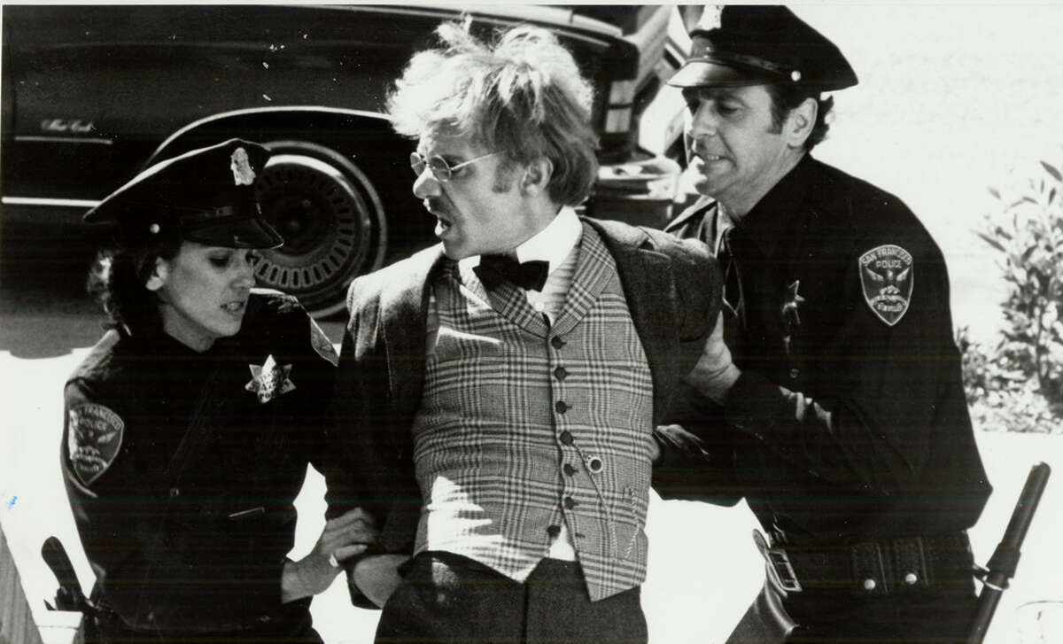 H.G. Wells (Malcolm McDowell) is in trouble with the San Francisco police in the time-travel fantasy “Time After Time,” filmed in the city.
