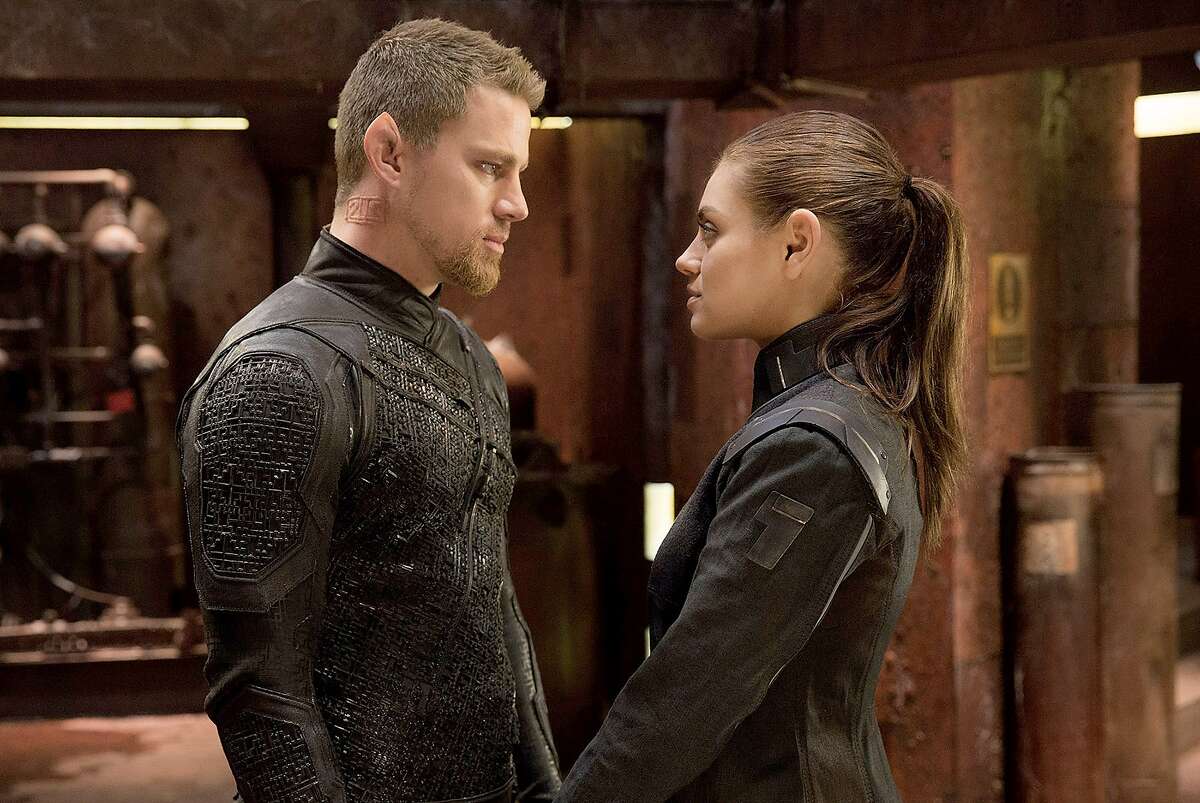 (L-r) Channing Tatum as Caine Wise and Mila Kunis as Jupiter Jones in "Jupiter Ascending.” Illustrates FILM-JUPITER-ADV06 (category e), by Stephanie Merry © 2015, The Washington Post. Moved Wednesday, Feb. 4, 2015. (MUST CREDIT: Murray Close/Warner Bros. Entertainment.)