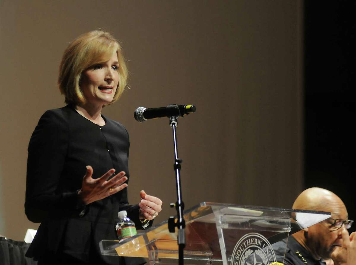 Harris County District Attorney Devon Anderson speaks at an HPD town hall meeting on the campus of Texas Southern University Saturday Feb. 07,2015.(Dave Rossman For the Chronicle)