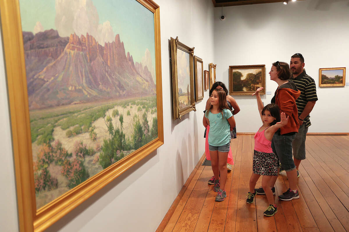 The Witte Museum will remain open during construction, says President and CEO Marise McDermott, “rocking and rolling,” like Zoey Andrews (arms up), 6, of Kerrville, viewing a painting Sunday.