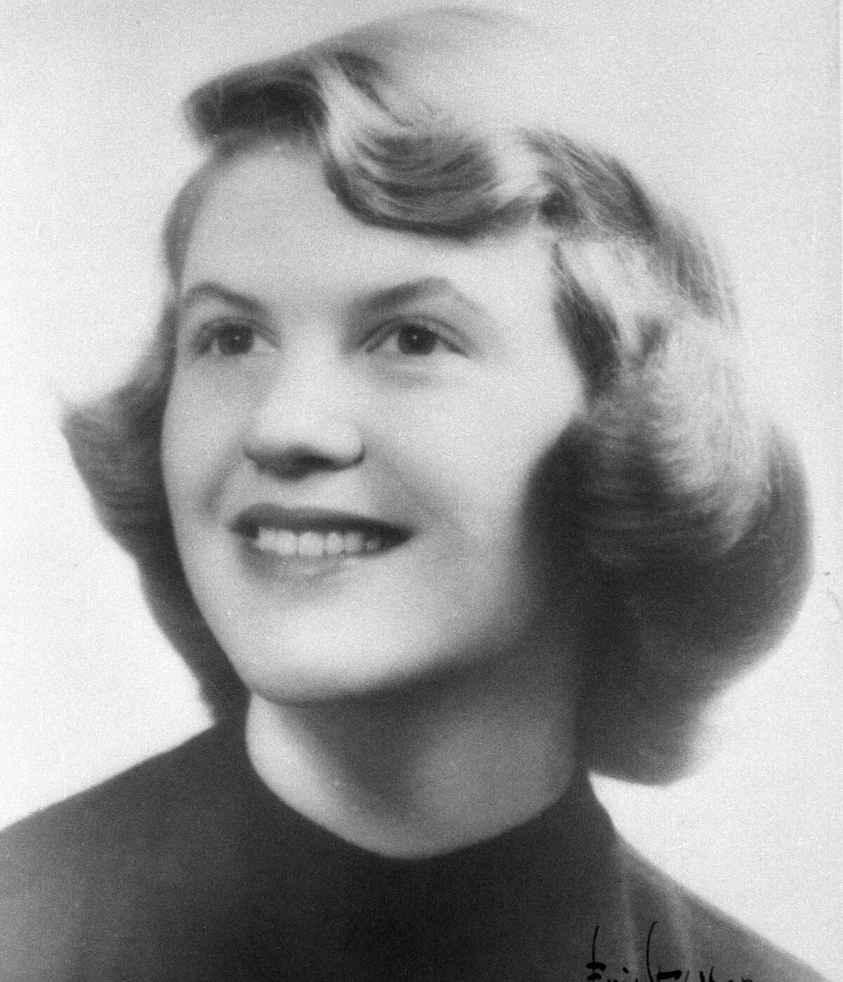 Plath in 1955, photographed at Smith College in Northampton, Mass.