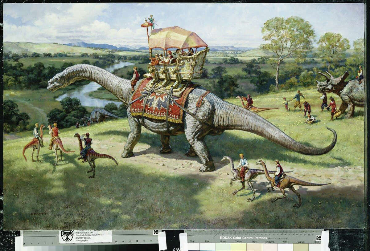 The "fantastical art" of James Gurney, creator of "Dinotopia," is on view at the Stamford Museum & Nature Center through May 25, 2015. The exhibit opens Saturday, Feb. 14, 2015.
