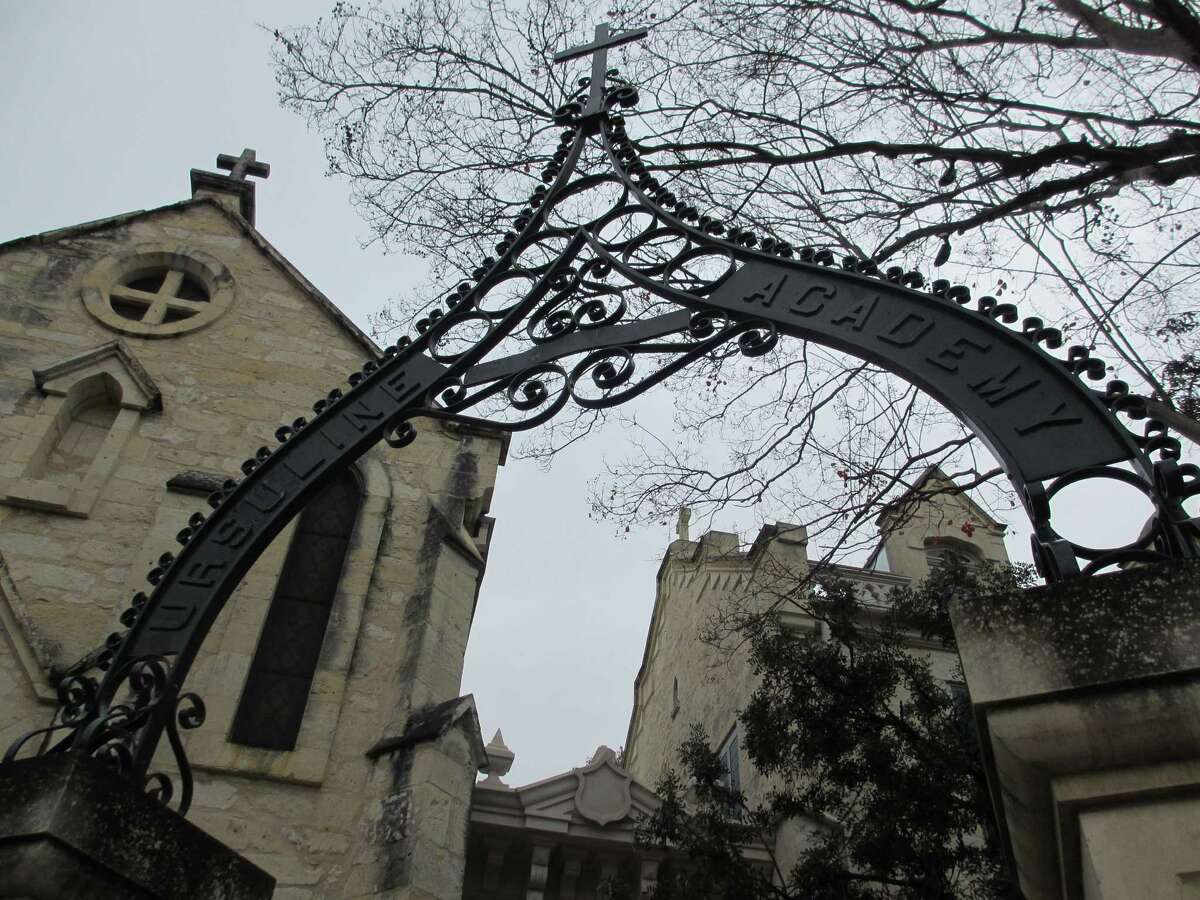 The iron gate on the back side of the Southwest School of Art, formerly the Southwest Craft Center, gives a hint to the history of the buildings across the street from the Central Library downtown. The buildings originally housed the Ursuline Academy (and the gates still bear that name), the city's first school for girls, in 1851.