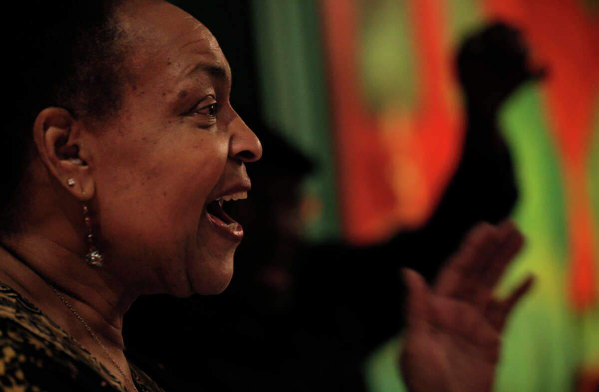 Linda Tillery sings during rehearsal for the Linda Tillery and Cultural Heritage Choir at the Montclair Women's Cultural Arts Club in Oakland, Calif., on Thursday, January 29, 2015. Tillery is a veteran Bay Area singer who's equally adept a rock, jazz, soul and gospel music. She sang with Bobby McFerrin's Voicestra, and founded the Cultural Heritage Choir and is still active after 50 years on the scene.