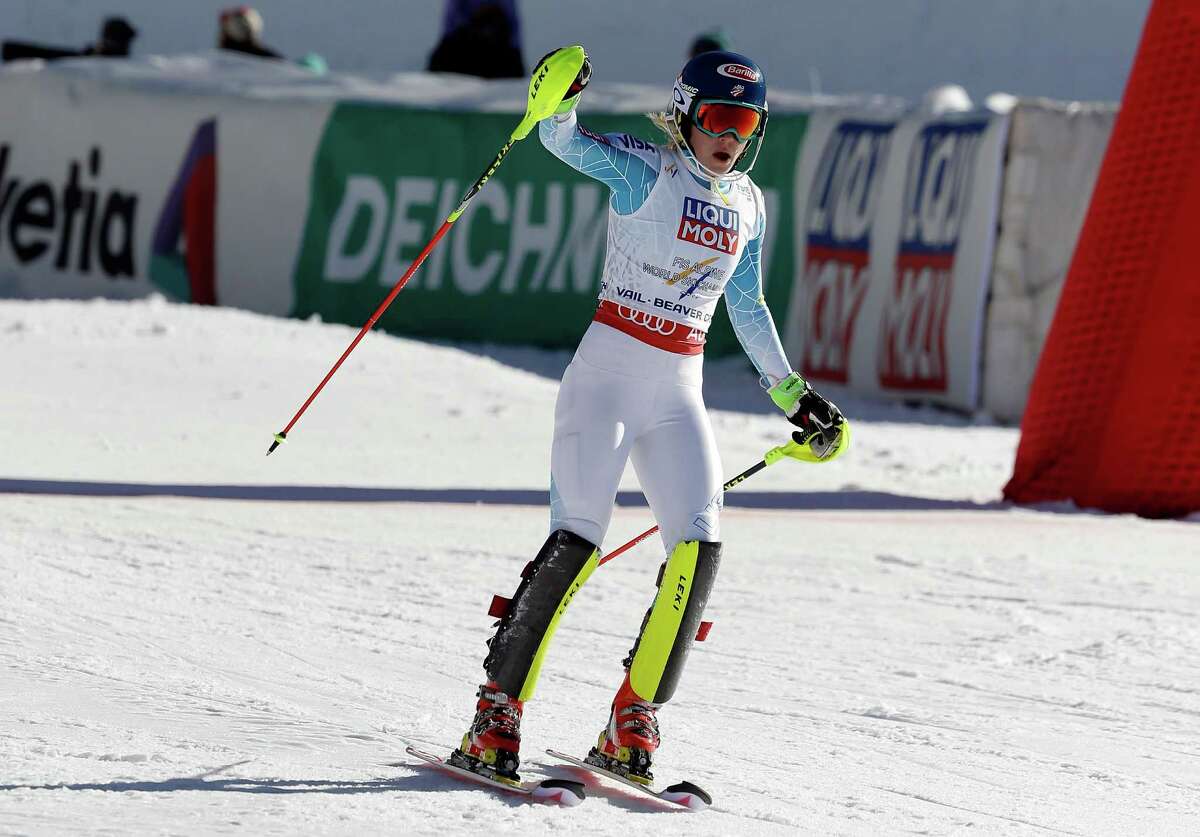 BEAVER CREEK, CO - FEBRUARY 14: Mikaela Shiffrin of the United States celebrates during the Ladies' Slalom on the Golden Eagle racecourse on Day 13 of the 2015 FIS Alpine World Ski Championships on February 14, 2015 in Beaver Creek, Colorado. (Photo by Ezra Shaw/Getty Images) ORG XMIT: 532514611