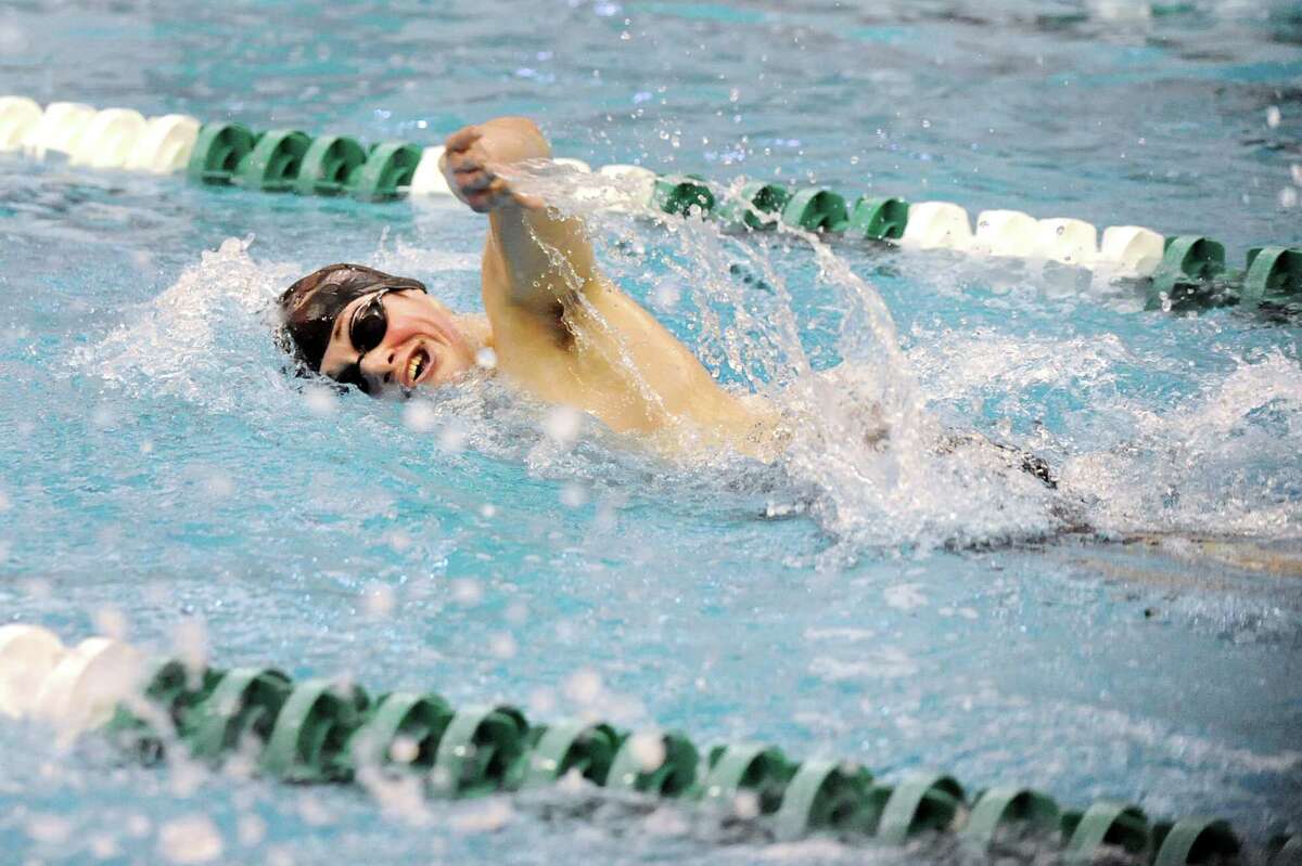 Schenectady's Sam Veglia competes in the 500-yard freestyle consolation round during boys' swim sectionals on Saturday, Feb. 14, 2015, at Shenendehowa in Clifton Park, N.Y. (Cindy Schultz / Times Union)