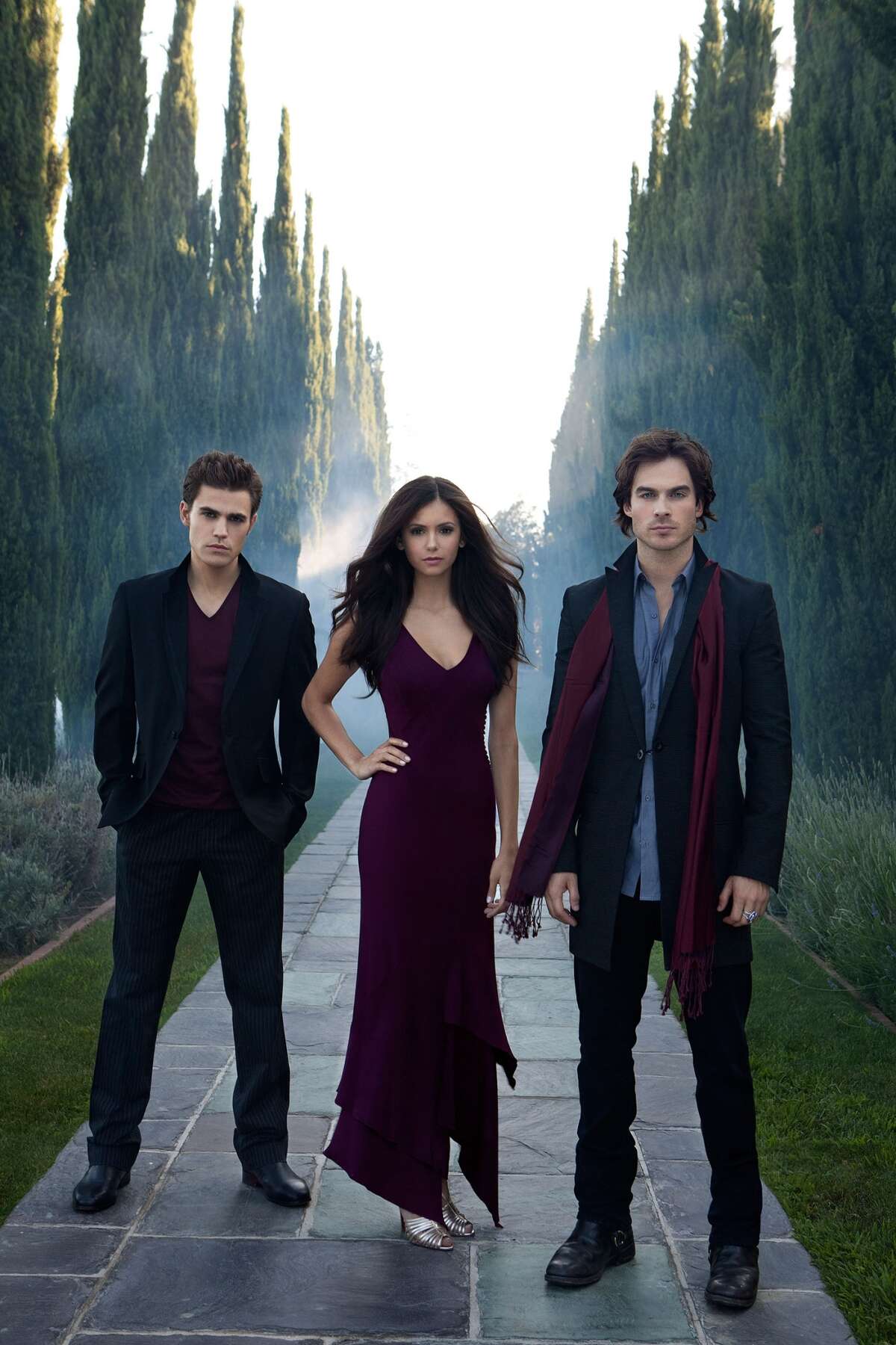 Ian Somerhalder (right) stars with Paul Wesley and Nina Dobrev in “The Vampire Diaries.”