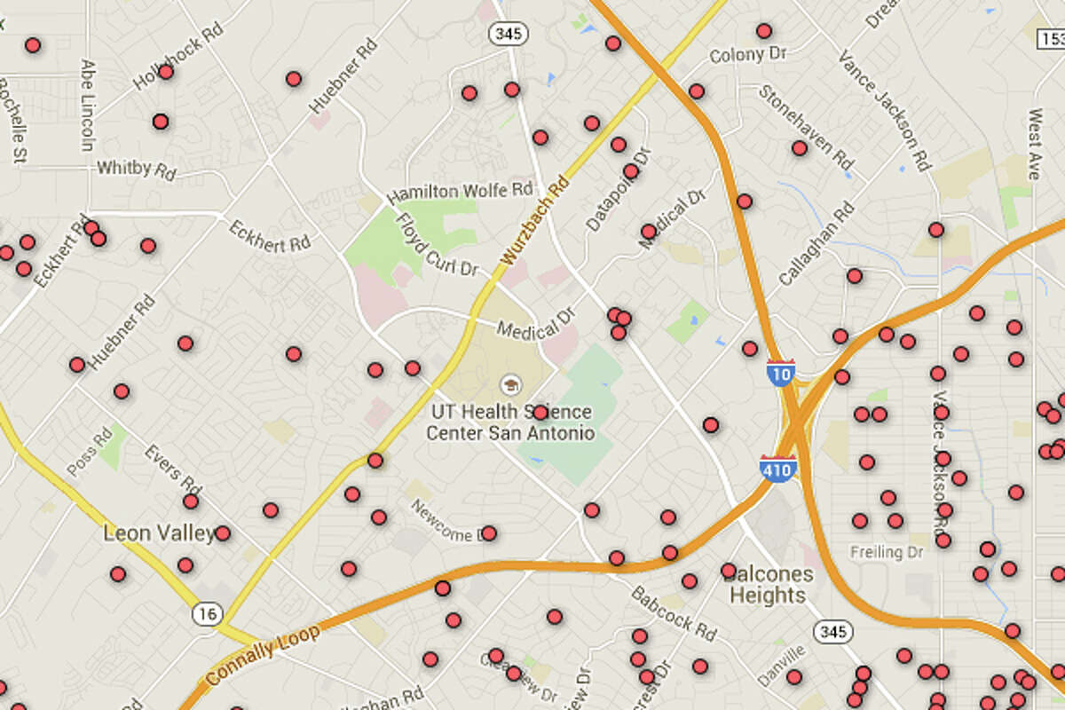 Registered sex offender map of San Antonio-area ZIP codes