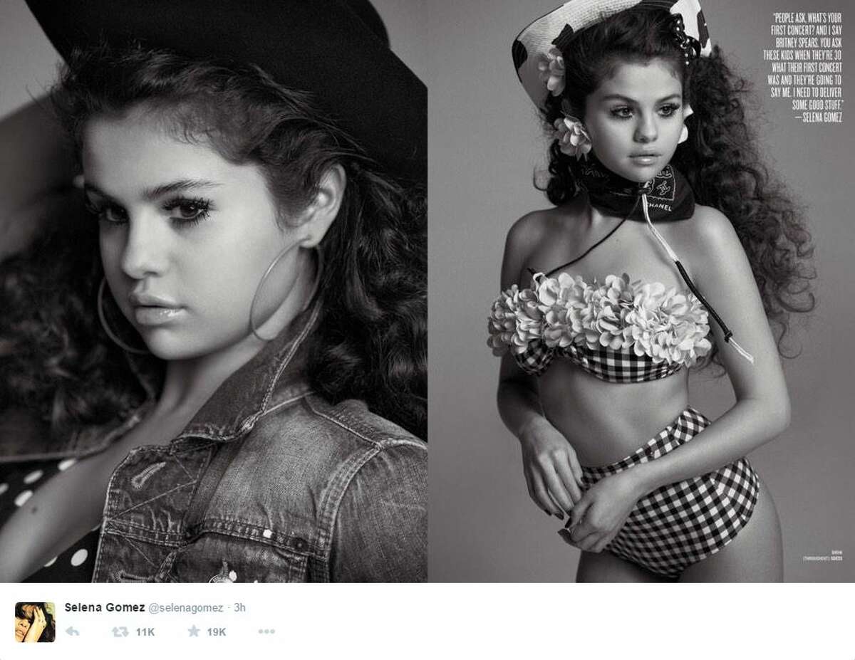 Selena Gomez strayed further from her Disney Channel image when she went topless for a photo shoot with “the biggest magazine in fashion,” V Magazine.