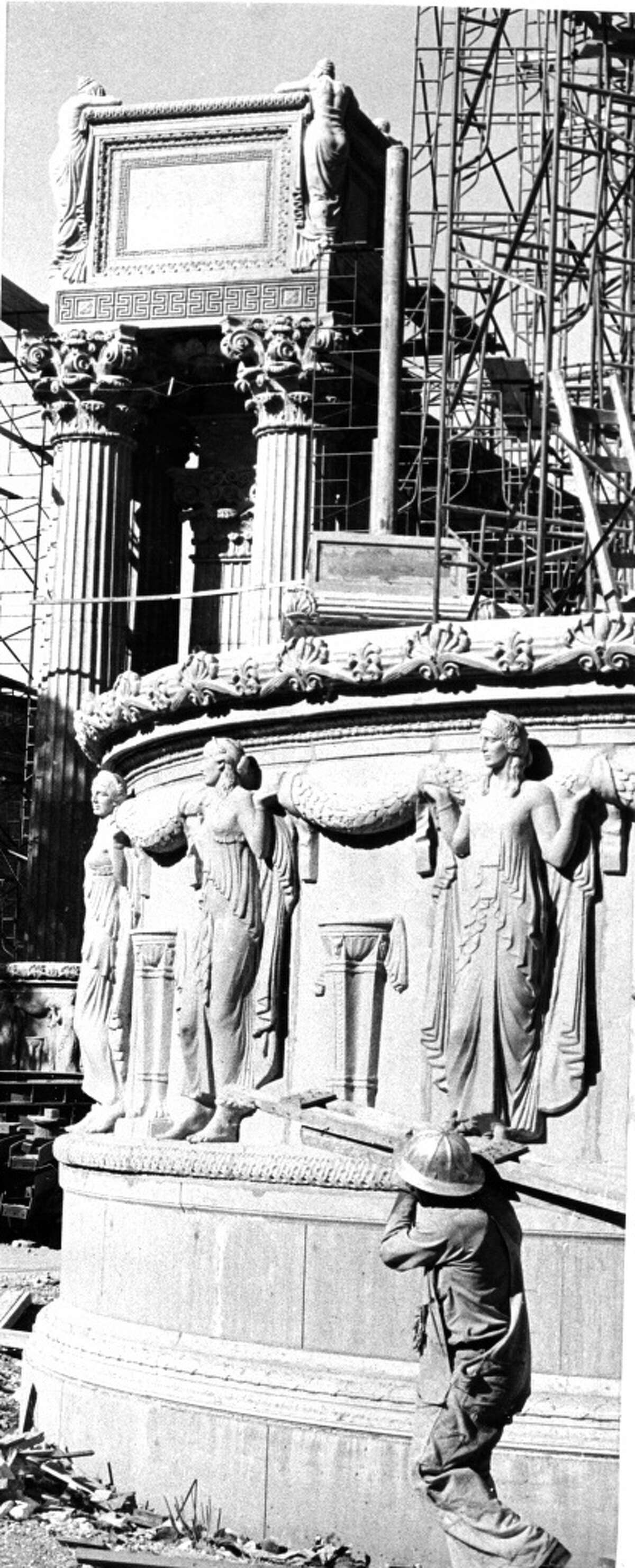 Saving the Palace of Fine Arts, meant partially demolishing it and then reconstruction with better materials. Photo shot 10/20/1966 Photo ran 10/30/1966