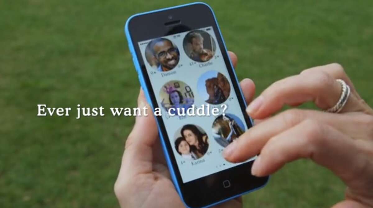 Cuddlr is a location-based app that allows users to meet and cuddle with strangers. It's not a hookup app, and it's touted as a nonsexual application.