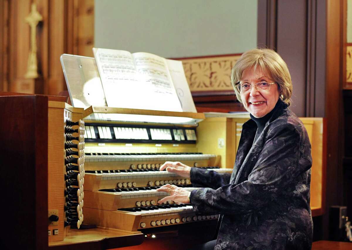 Church's organist of 42 years, Nancy Frank practices at the First Presbyterian Church of Albany Wednesday Feb. 18, 2015 in Albany, NY. (John Carl D'Annibale / Times Union)