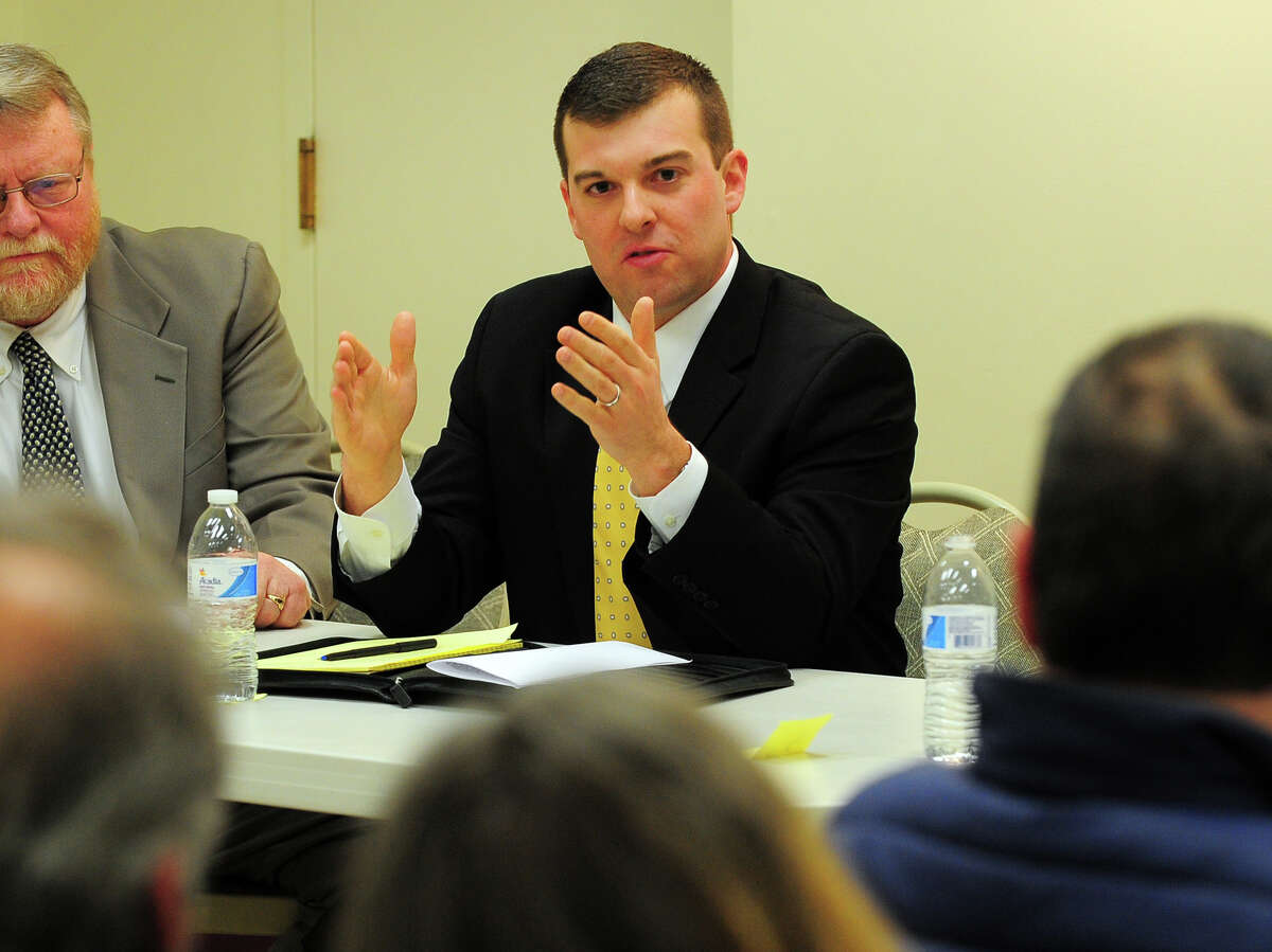 Candidate Steven Stafstrom, during a debate at the Burroughs Community Center in Bridgeport, Conn. on Thursday Feb. 19, 2015. Five candidates are running to replace State Rep. Auden Grogins in Bridgeport's 129th House District.
