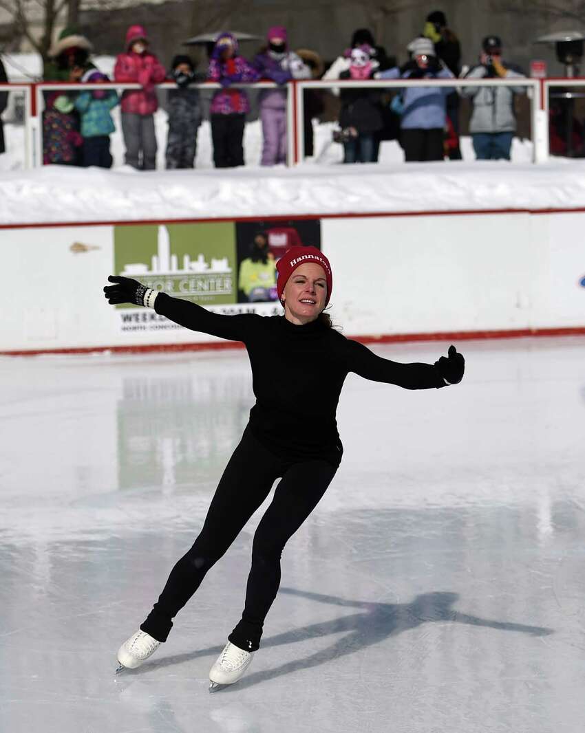 Gold medalist Ekaterina Gordeeva skates at the Plaza