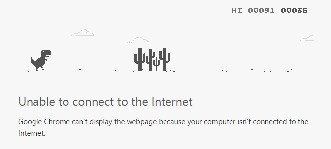 Dino game comes on Google Chrome