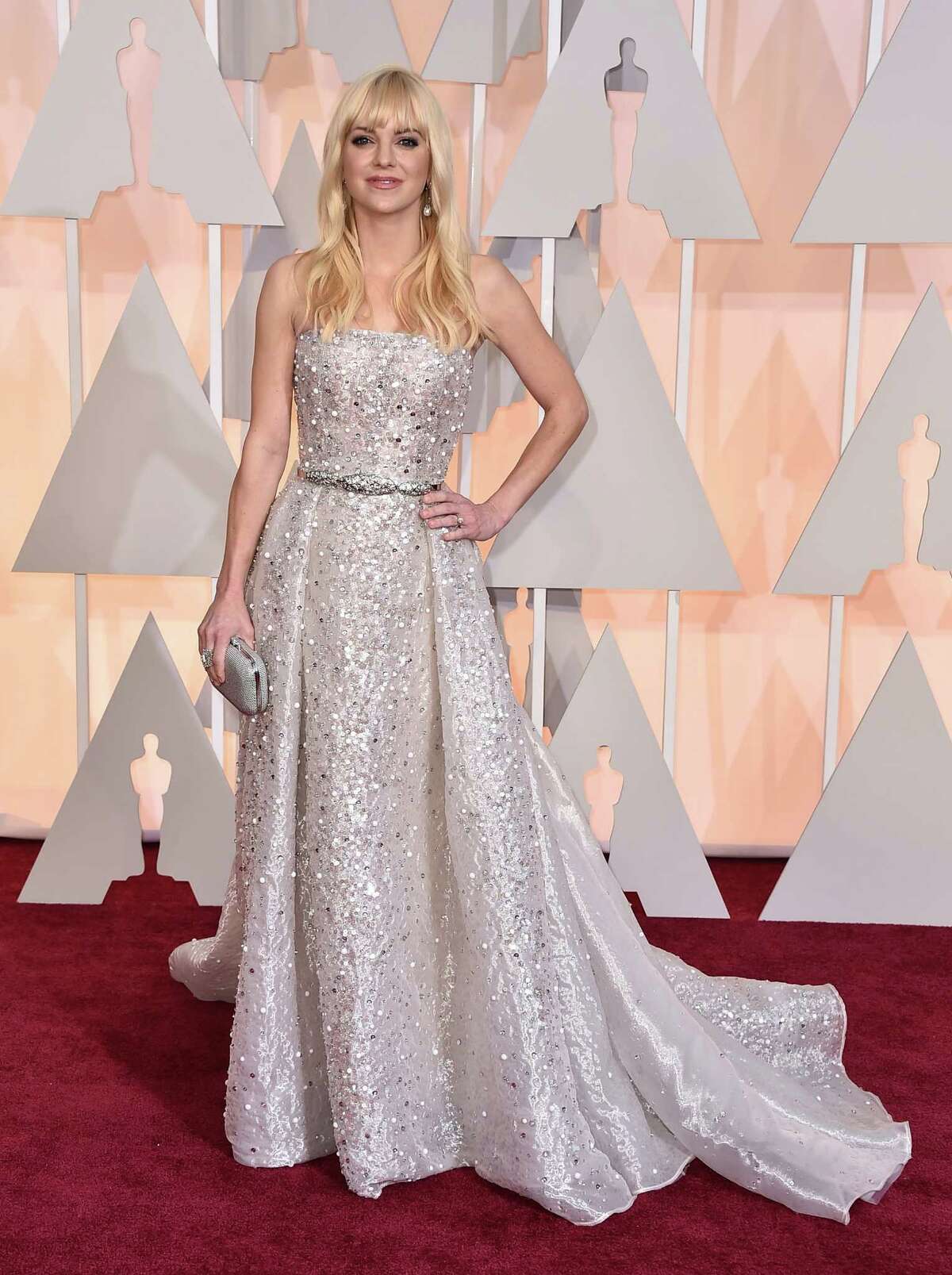 Anna Faris arrives at the Oscars on Sunday, Feb. 22, 2015, at the Dolby Theatre in Los Angeles. (Photo by Jordan Strauss/Invision/AP)