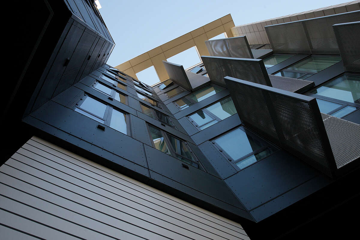 A view of the south side of Mercy Housing, an architectural bright spot in Mission Bay.