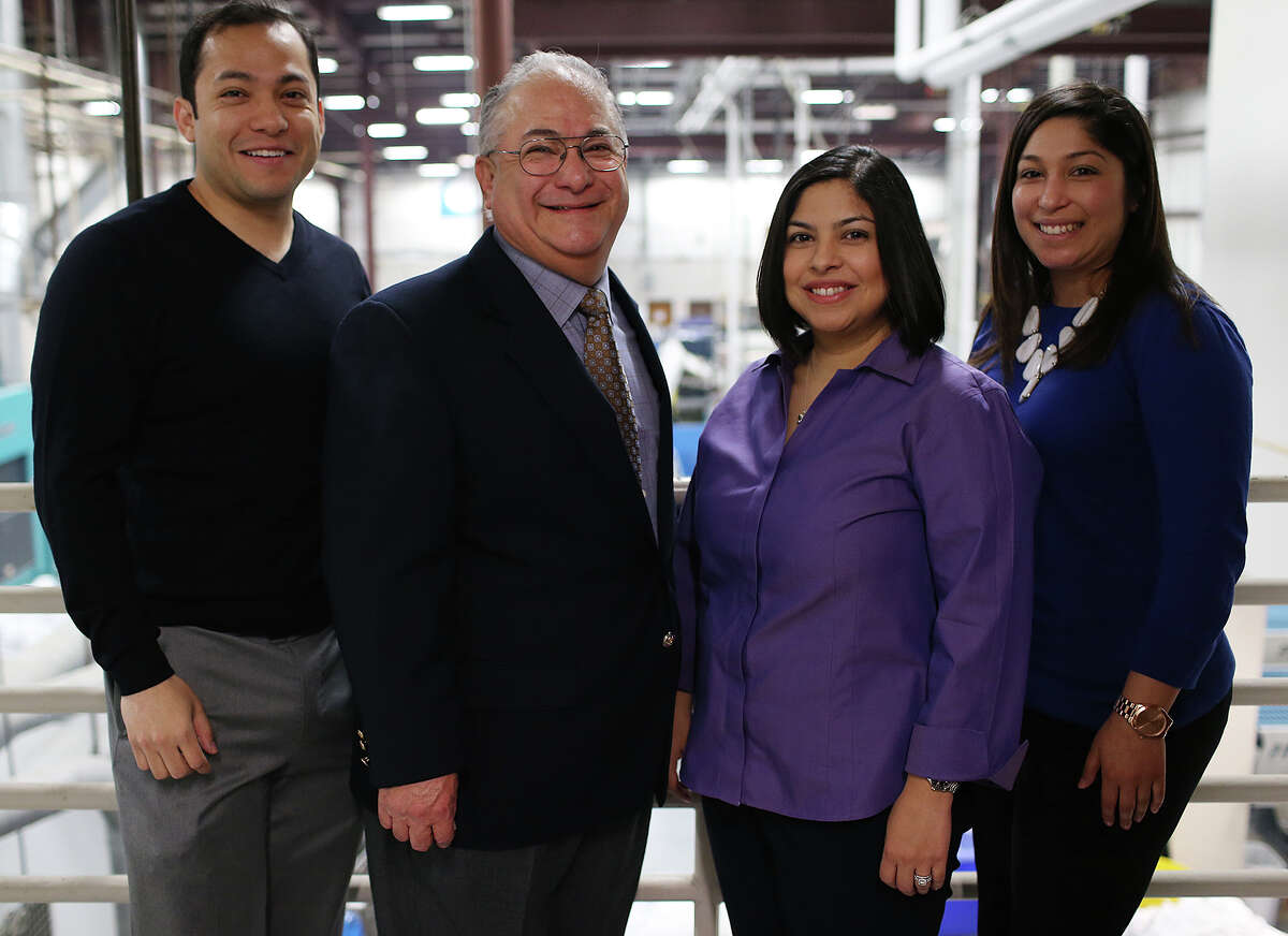 Division Laundry & Cleaners President Patrick R. Garcia (second from left) and his family — Patrick A. Garcia (from left), vice president of finance; Patricia Garcia Luna, vice president of administration; and Theresa E. Garcia, vice president of operations, pose at the company’s plants.