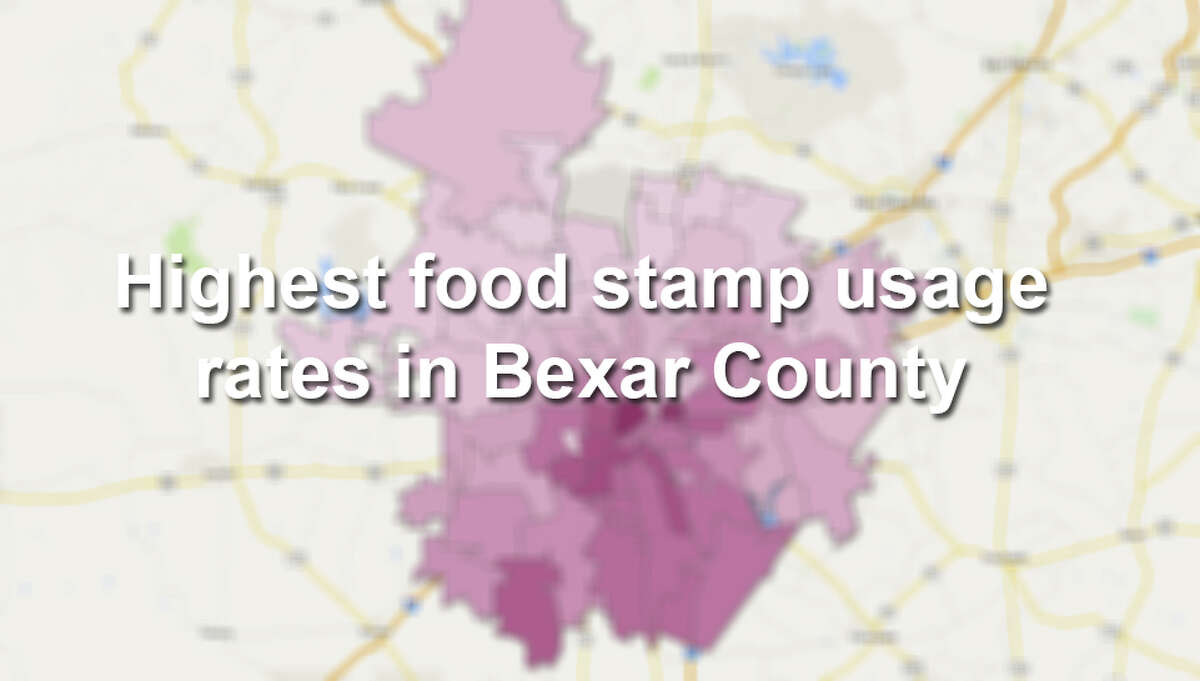 Roughly 15 percent of Bexar County households receive assistance through the federal Supplemental Nutrition Assistance Program, commonly known as food stamps, according to the U.S. Census Bureau. Scroll through to see which ZIP codes have a usage rate higher than 20 percent.