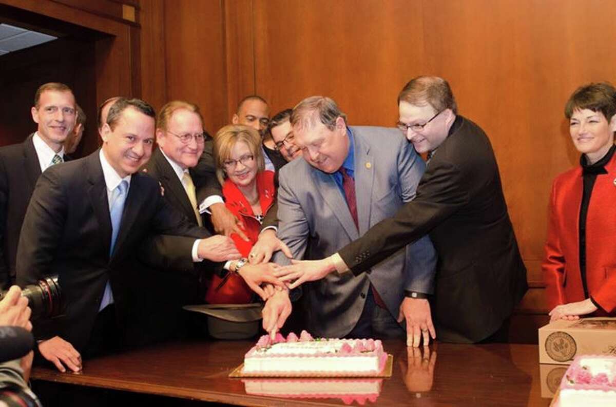 Republican leaders in Austin joined members of the conservative coalition Texas Values to slice a ceremonaial cake on the 10th anniversary of the passage of the so-called Texas Marriage Amendment, which defined marriage as "one man and one woman" in Texas.(source: Texas Values Facebook page))