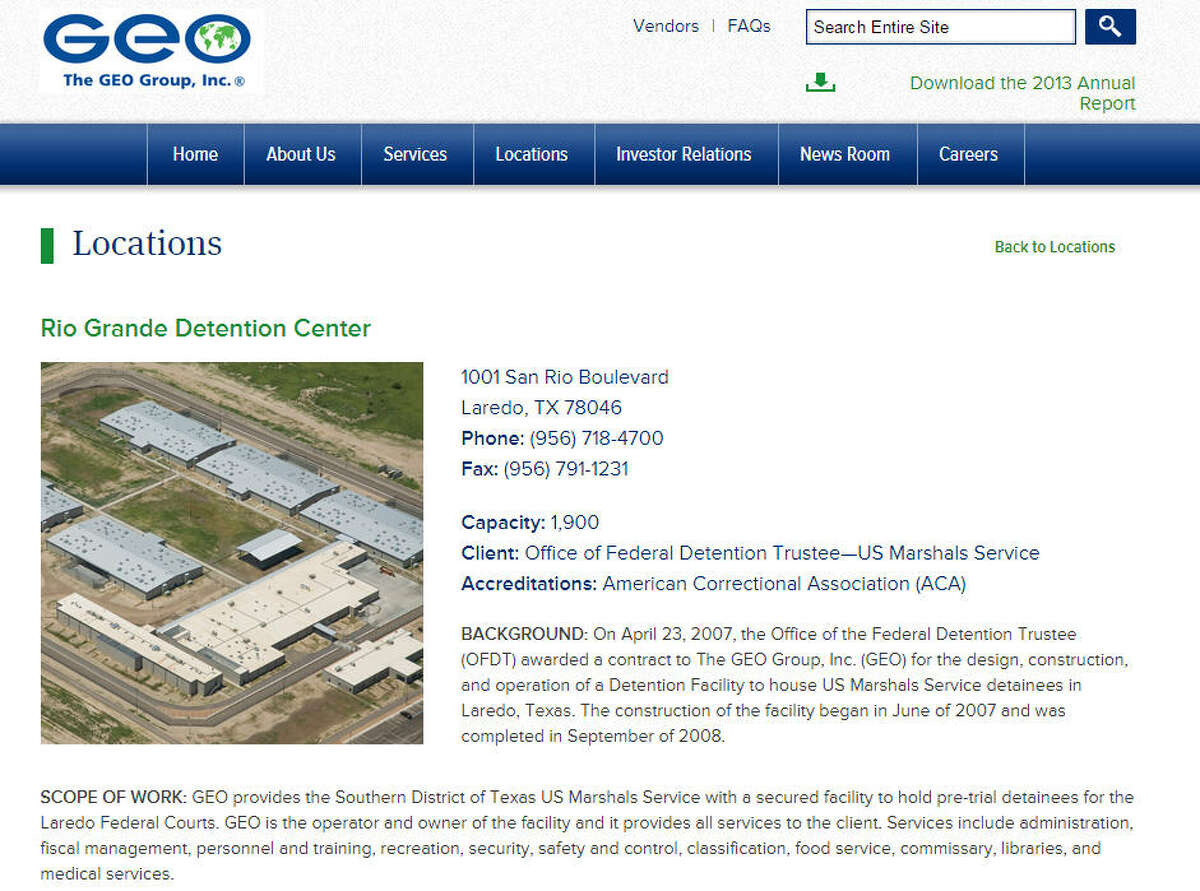 Rio Grande Detention Center City: Laredo Capacity: 1,344 Operating company: GEO Group