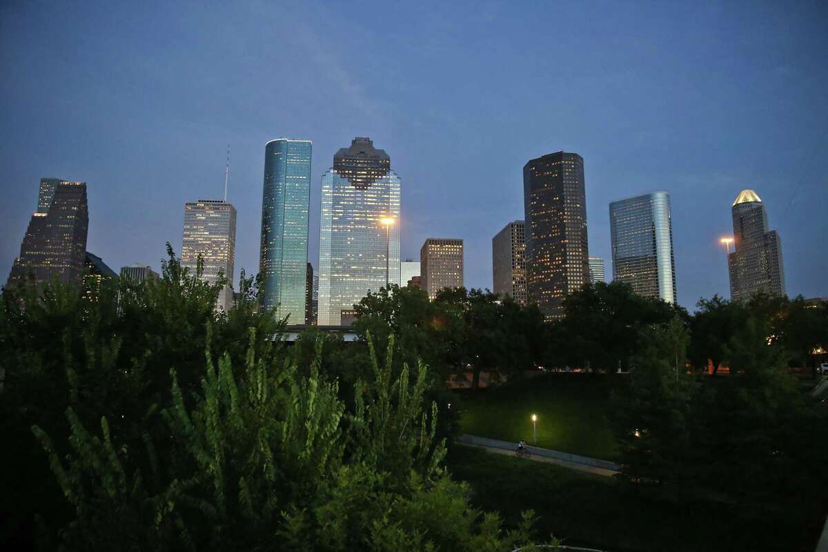 The view of Houston Skyline from the Sabine bridge in Houston (PhotoFor the Chronicle by Thomas B. Shea)