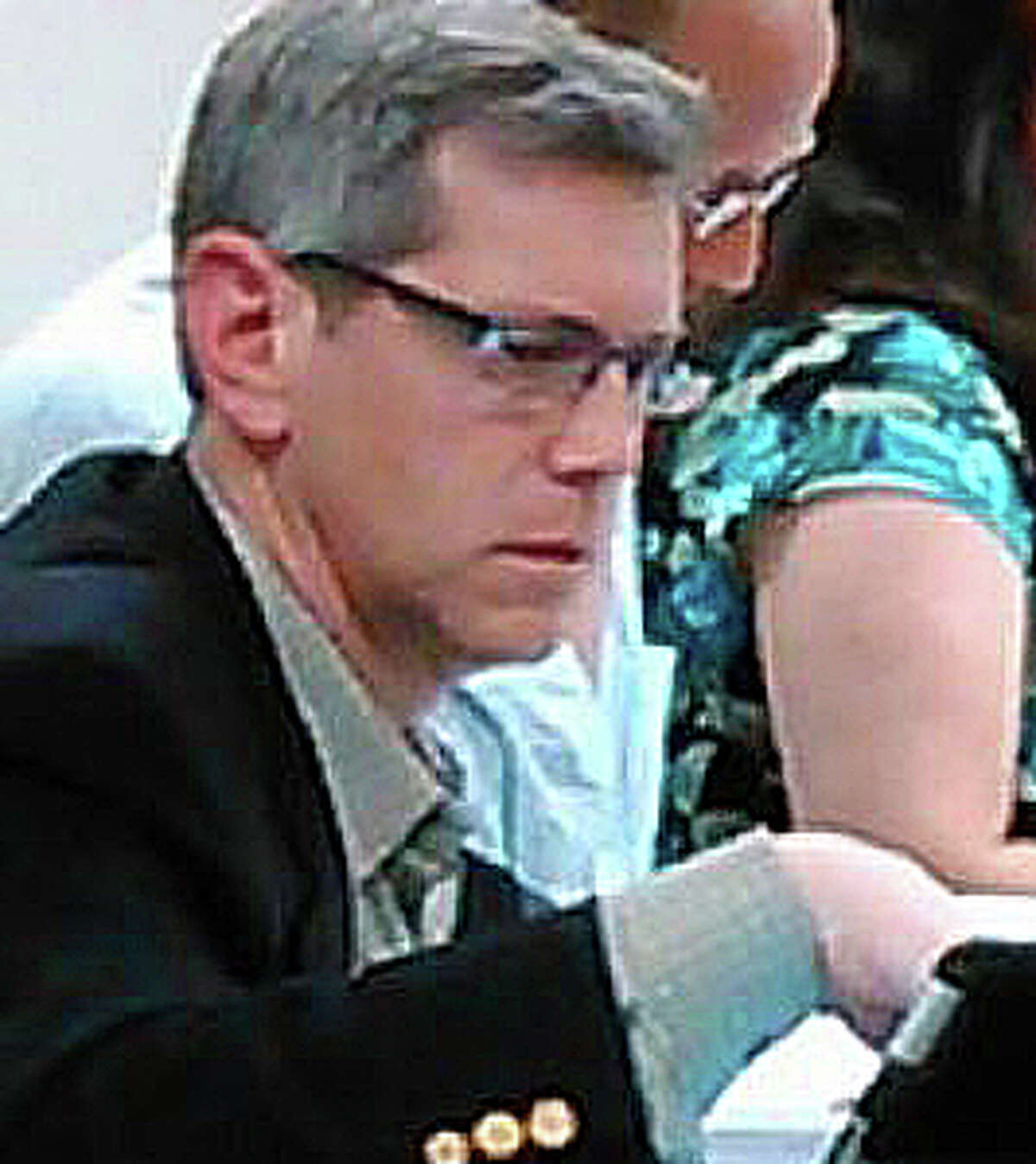 Board of Education member Marc Patten, shown in a photo from a meeting last year, said this week as the panel considered implications of possible redistricting, that for the last two years he did not want to ìgo anywhere near the ëRí word,î but is less sure about that now. He said if redistricting had to be revisited, ìI guess Iím your third member of your subcommittee.î