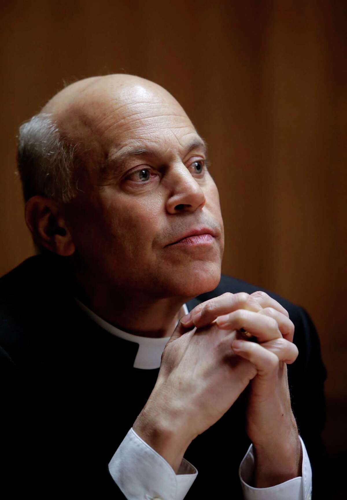 San Francisco Archbishop Salvatore Cordileone meets with the Chronicle's editorial board in February.