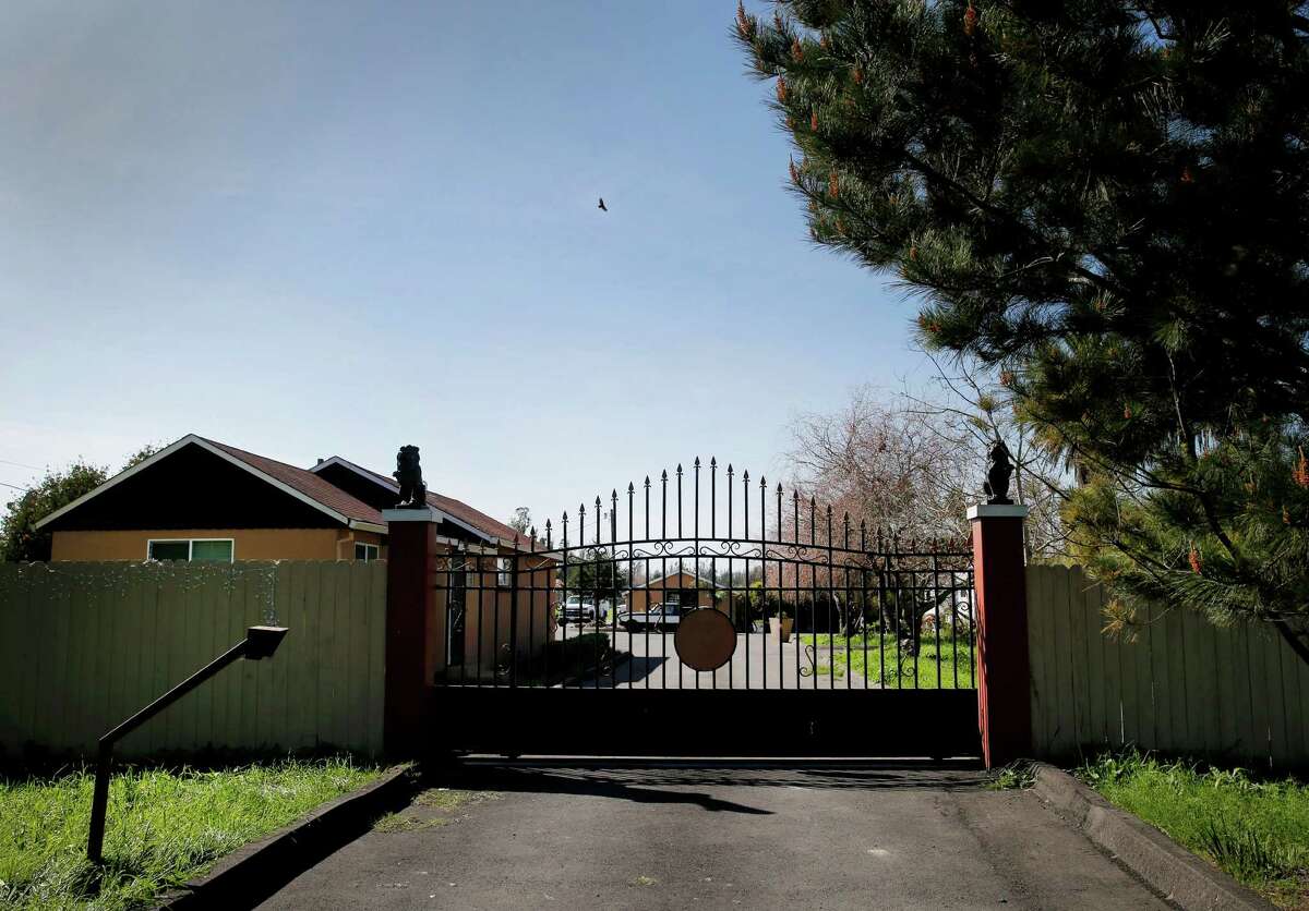 The northern gate at 3555 Stony Point Road where the woman was allegedly held Thursday February 26, 2015. Three men have been arrested for assaulting a 22 year old woman who allegedly was held against her will at a rural Santa Rosa, Calif address.