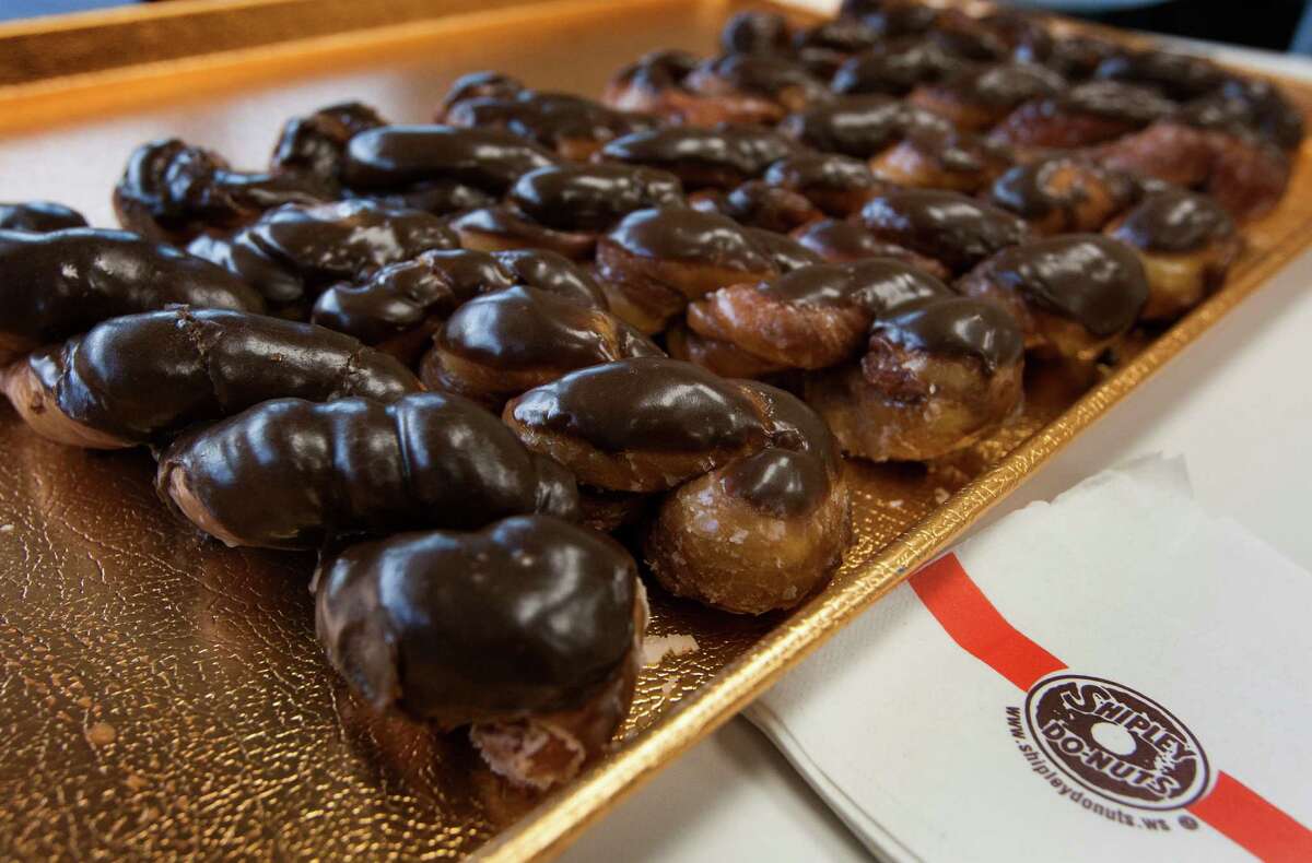 FILE - An undated photograph shows Shipley Do-Nuts' glazed cinnamon twist with chocolate frosting. The Houston-based doughnut chain is facing new allegations of sexual harassment, racism and forced detention.