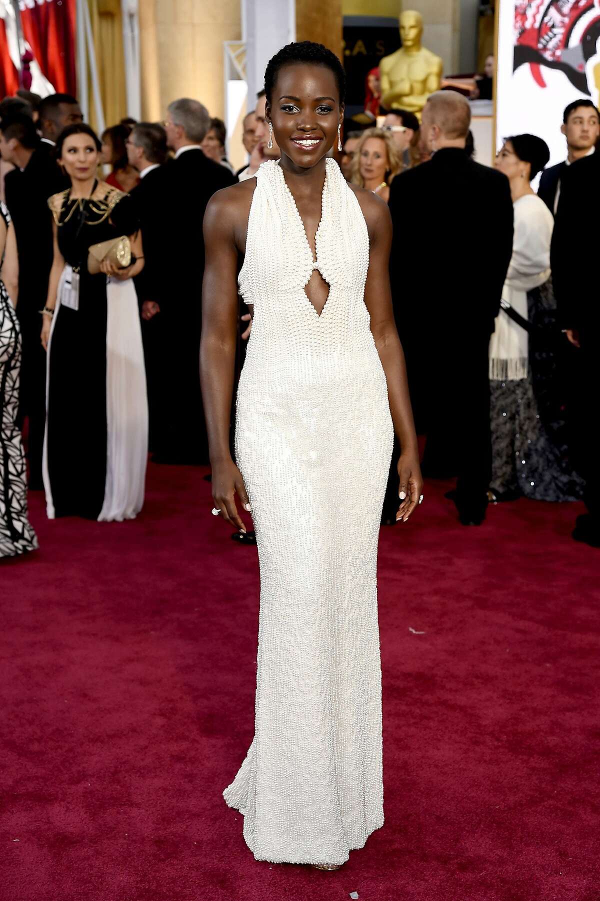 9. CALVIN KLEIN: $150,000 Lupita Nyong'o arrived at the Oscars wearing a dress made of roughly more than 6,000 pearls. It was later stolen from her dressing room, only to be returned days later. 